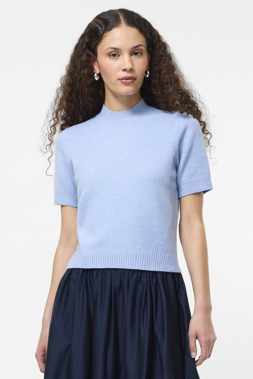 Vhari Mock Neck Short Sleeve Top