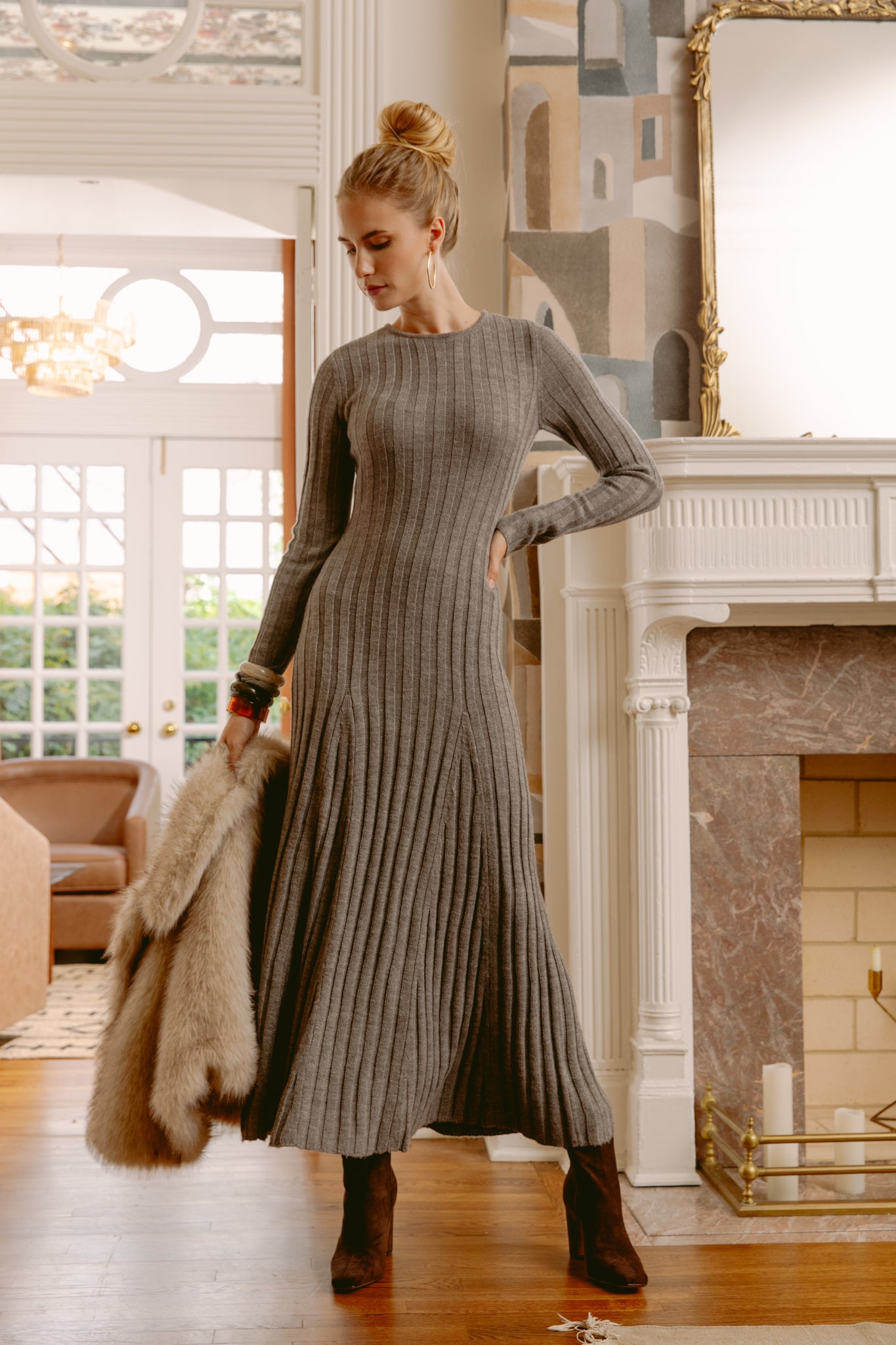 French Connection Babysoft Fit Flare Midi Dress