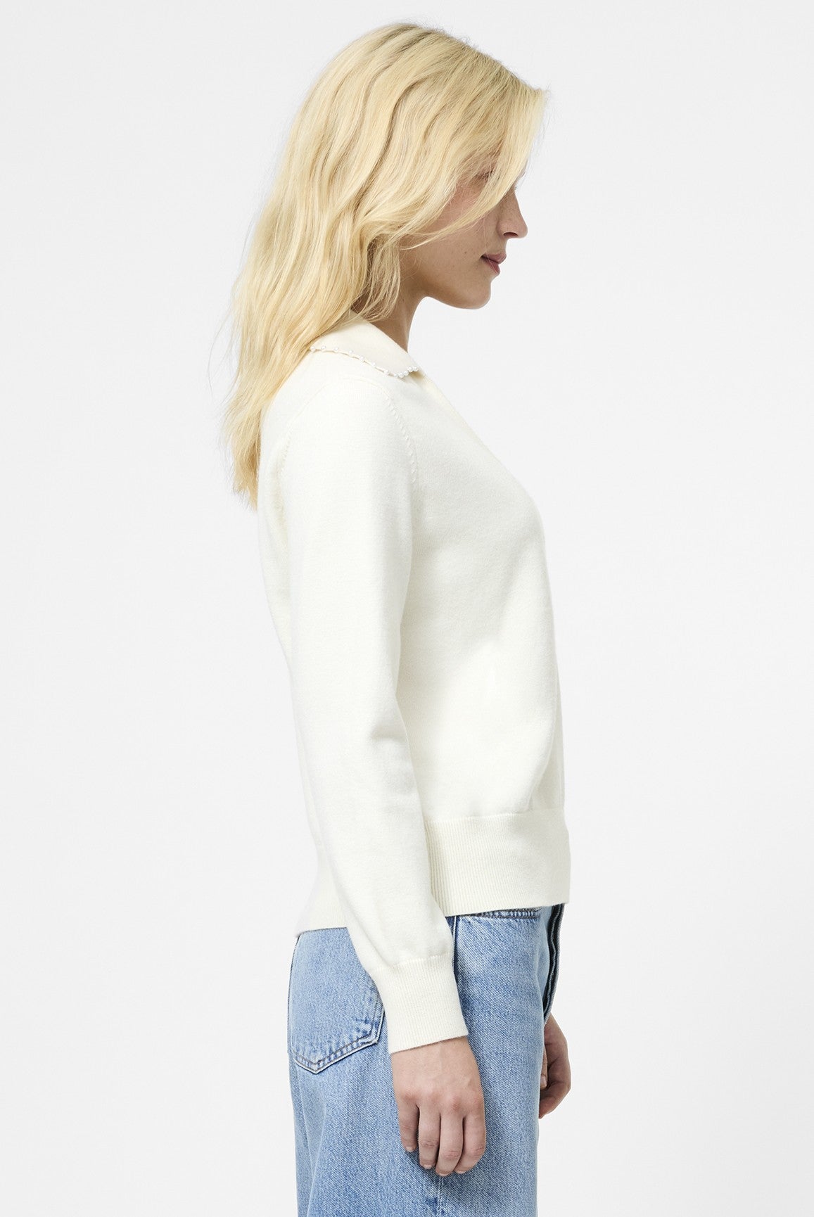 Sloane Knit Pearl V Neck Sweater