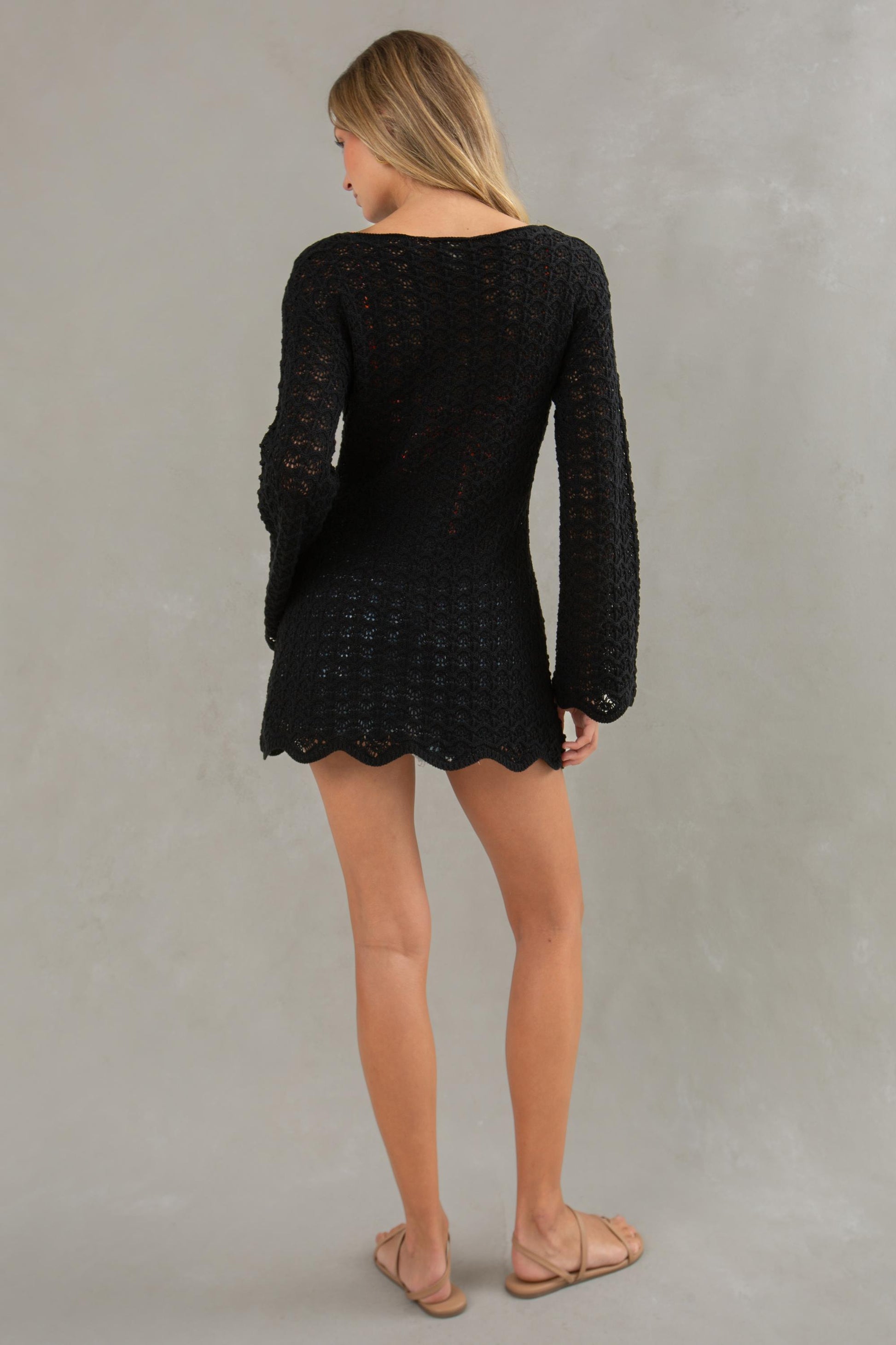 crochet cover up dress black Olivia Crochet Cover Up Dress - Black
