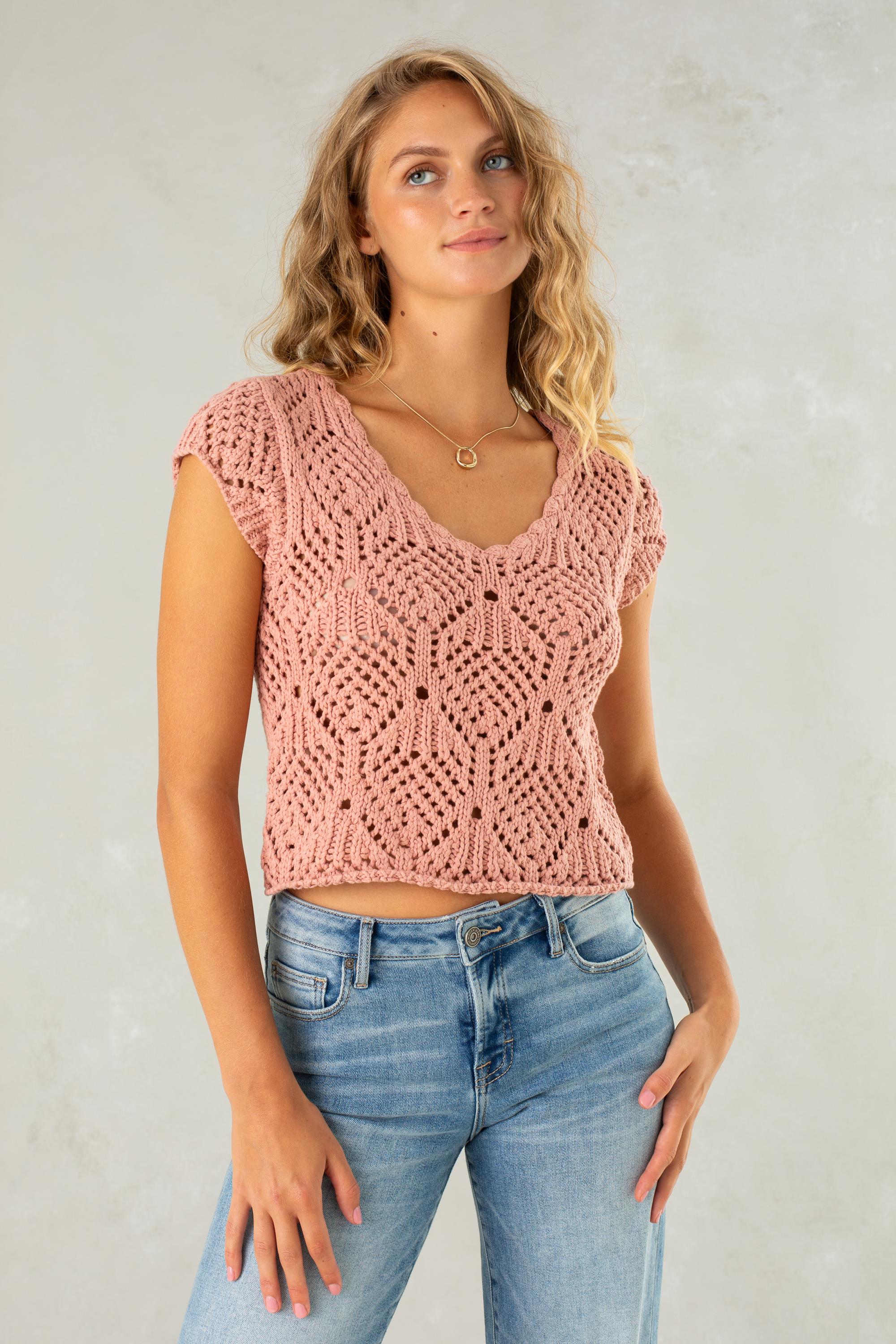 Kendra Crochet Tee