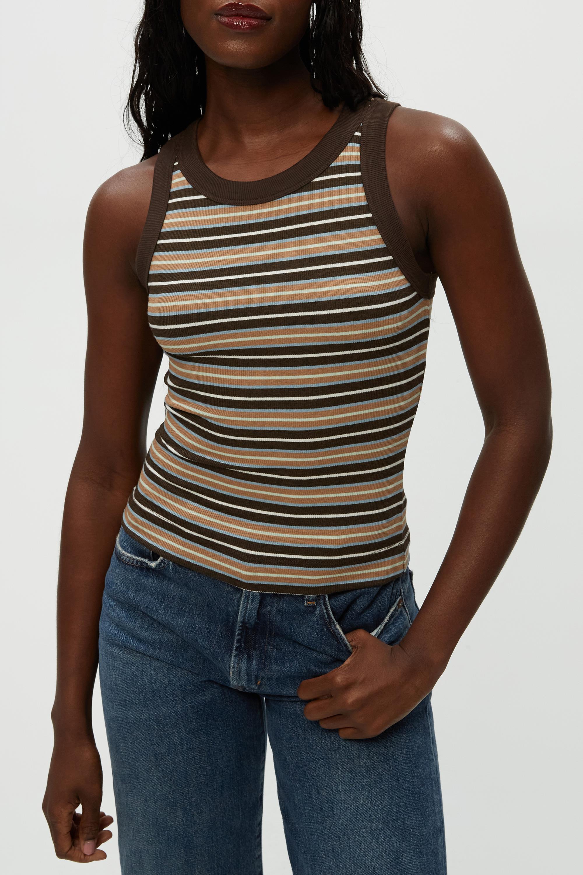 Gina Wide Rib Binding Crop Tank