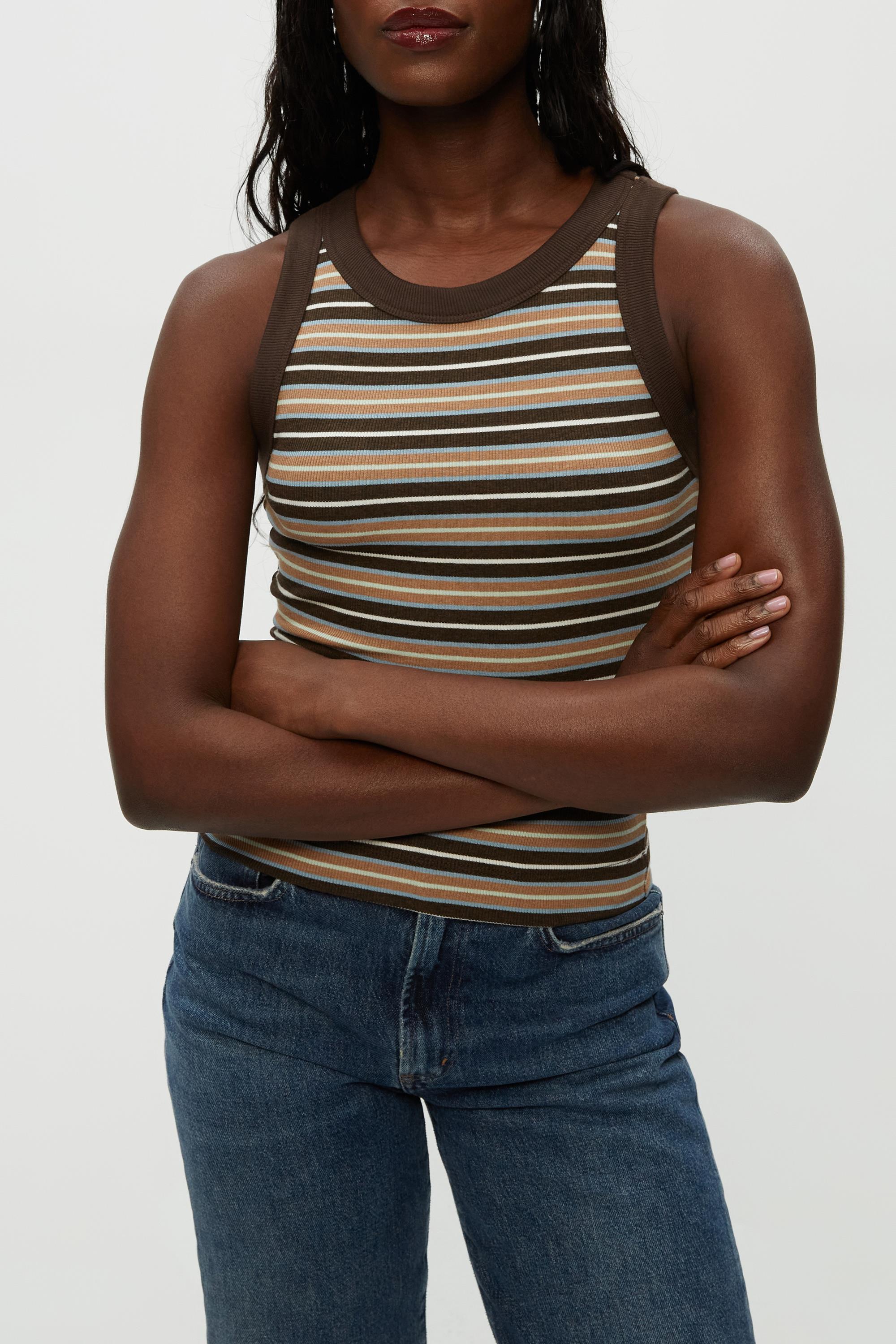 Gina Wide Rib Binding Crop Tank