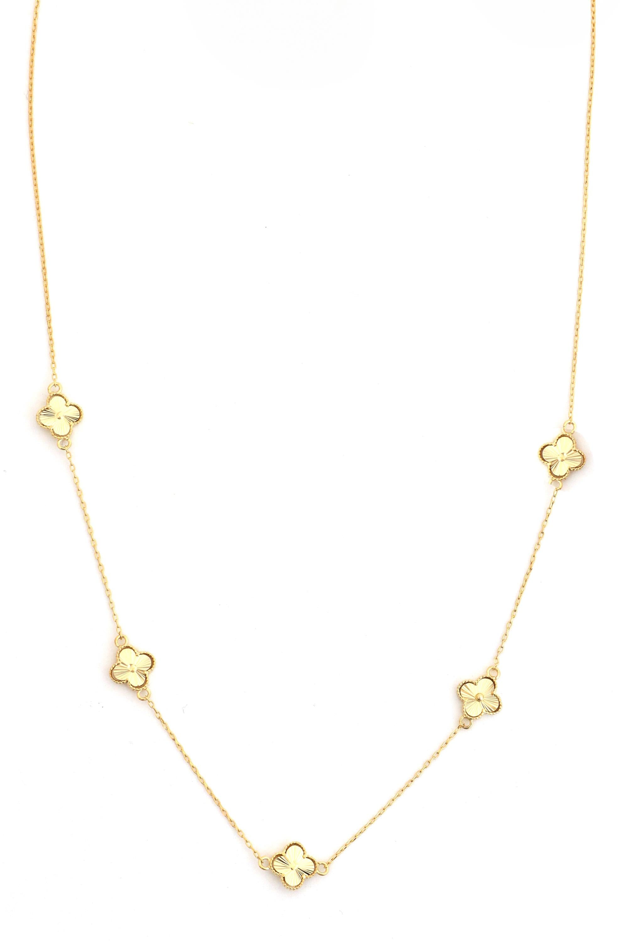 Gold Clover Station Necklace