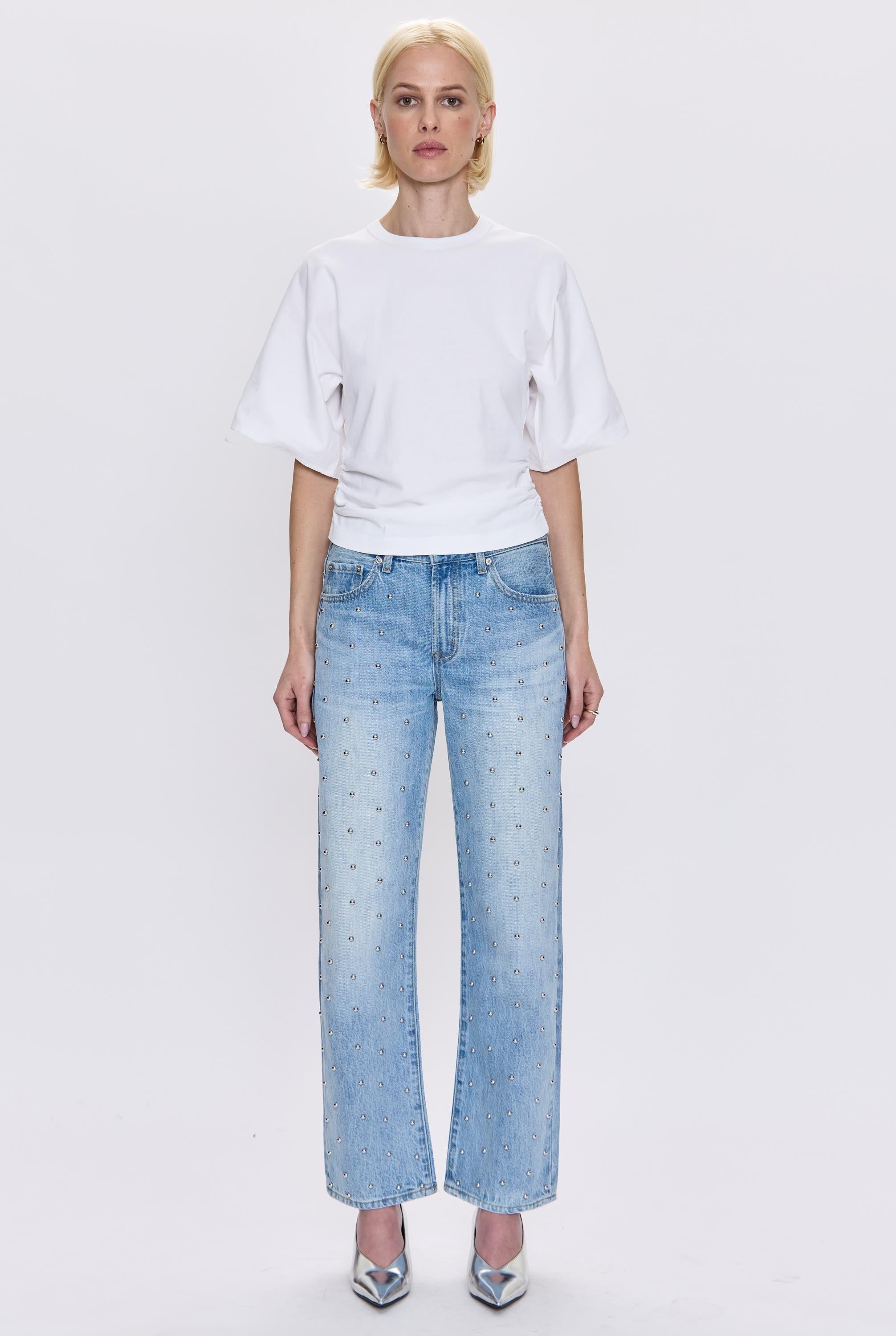 Lexi Mid Rise Bowed Straight