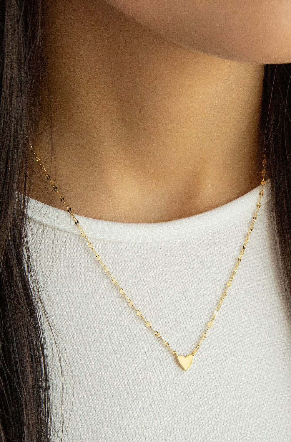 Dainty Heart Pendant Sequin Chain