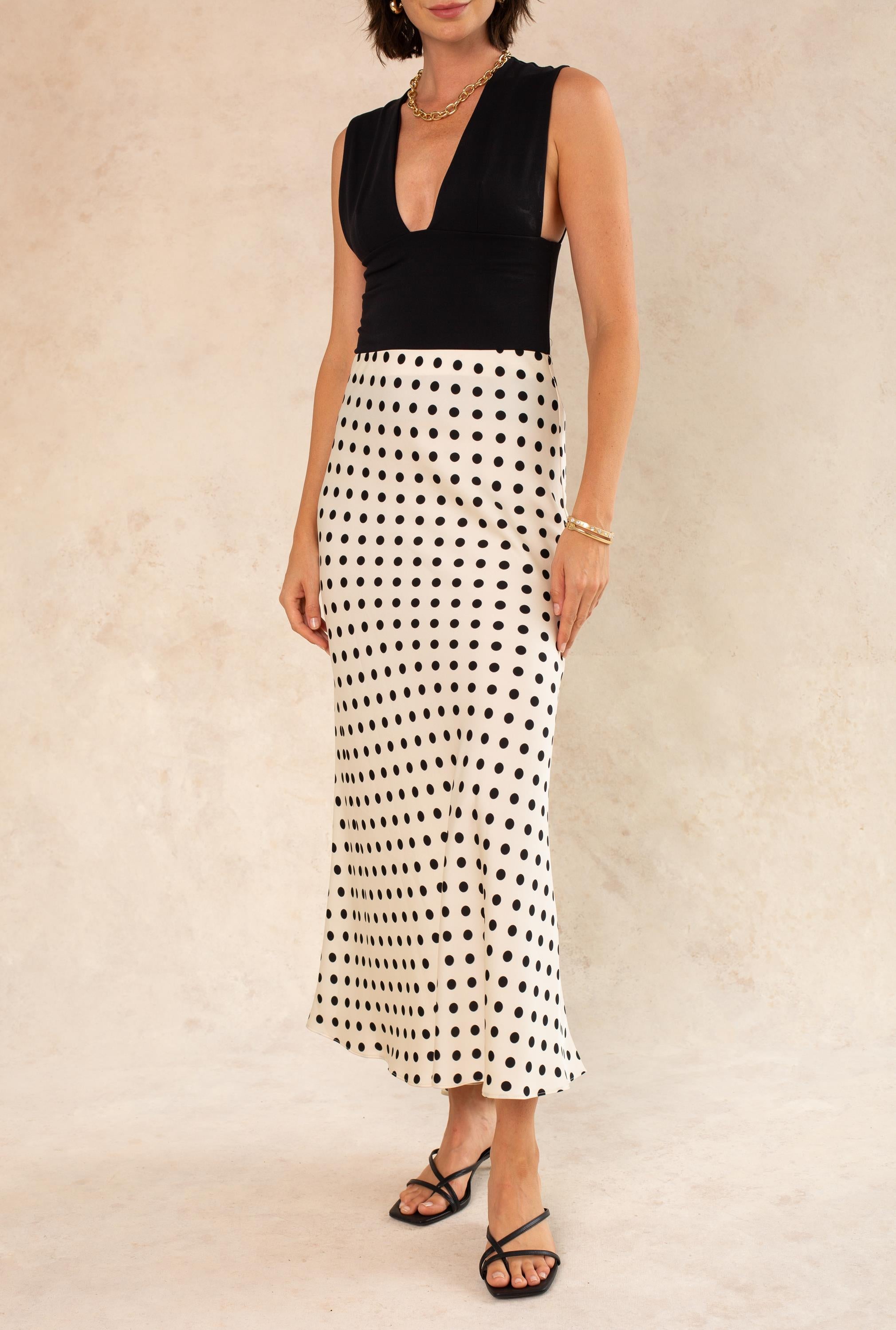Bias Cut Printed Maxi Skirt
