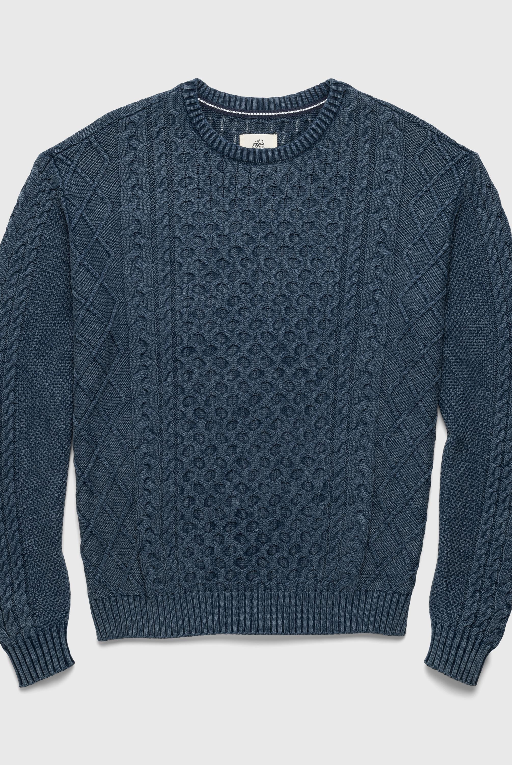 Edward Washed Cable Knit Crew Sweater