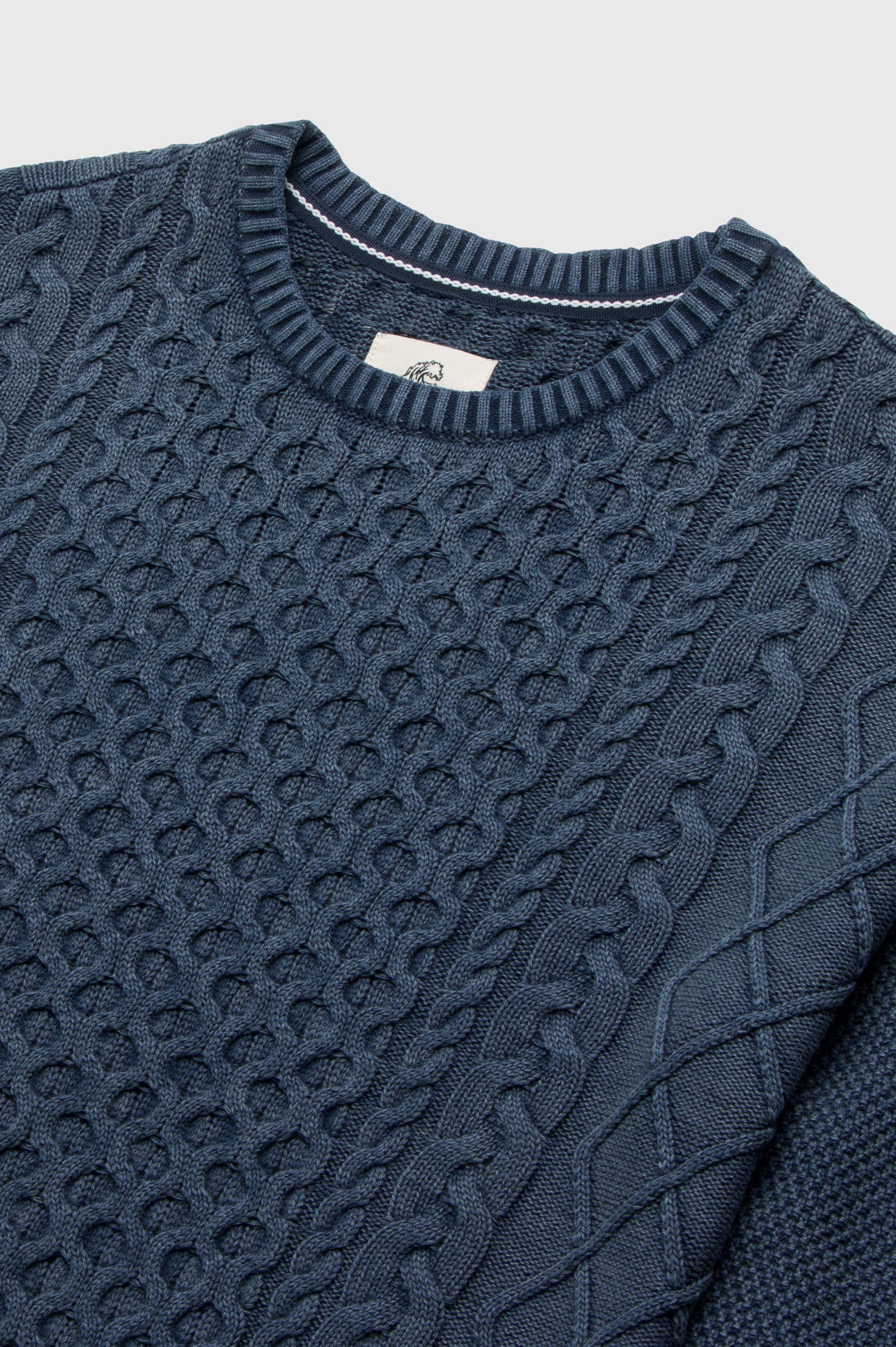 Edward Washed Cable Knit Crew Sweater