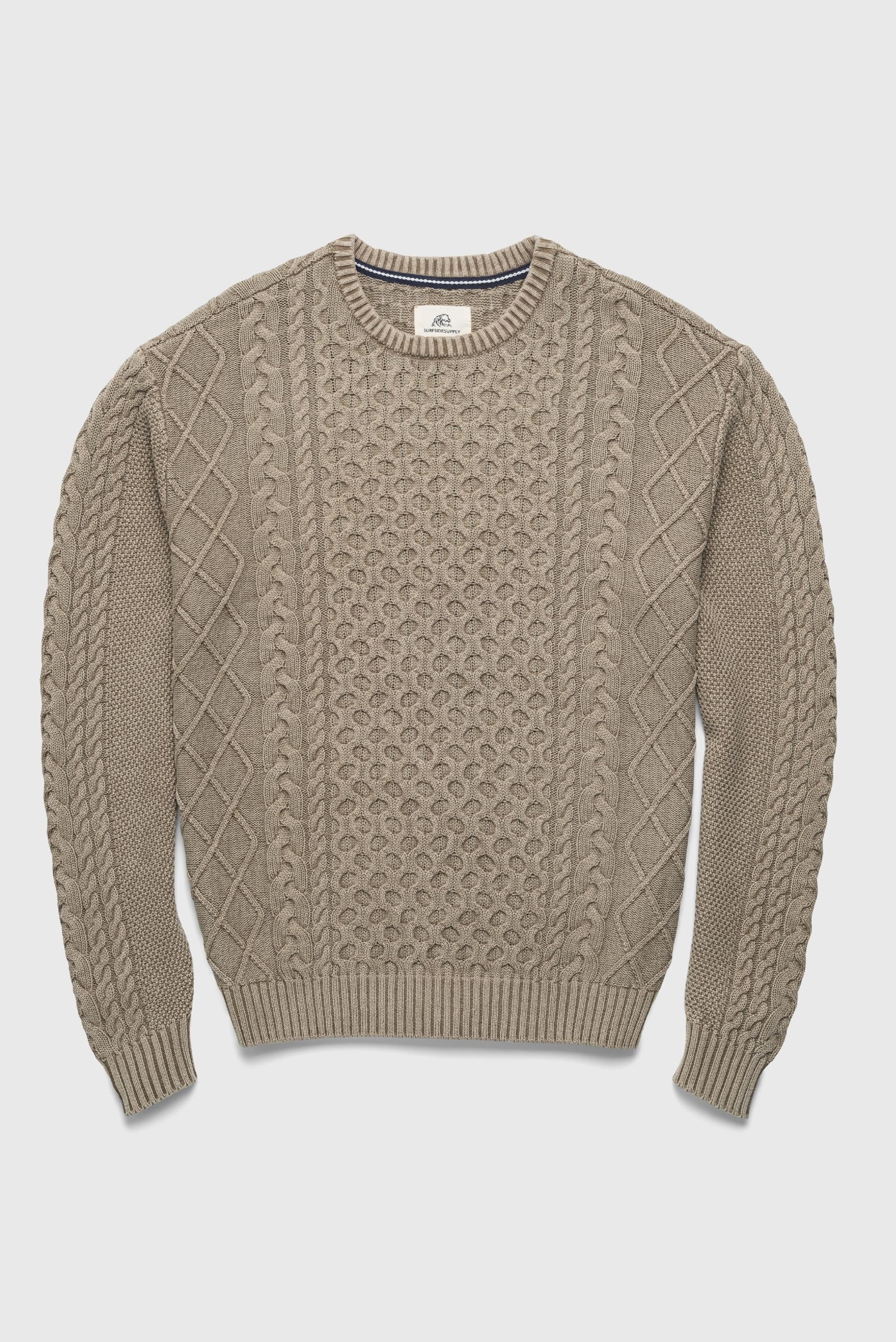 Edward Washed Cable Knit Crew Sweater