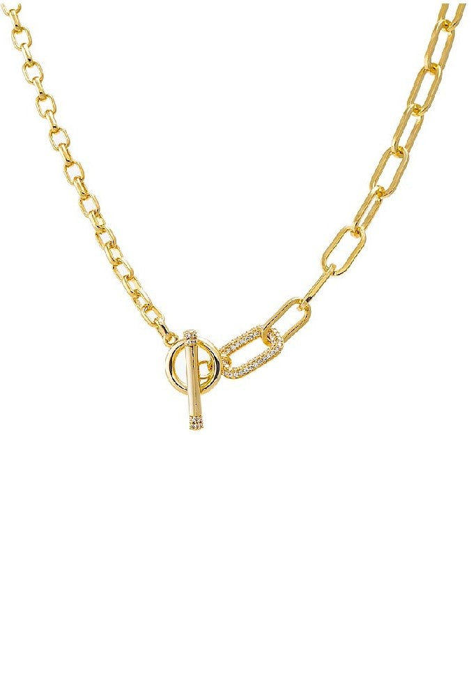 Pave Accented Toggle Multi Chain Necklace