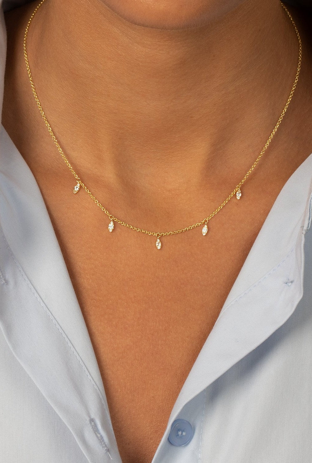 CZ Marquise Dangling Shaker Necklace