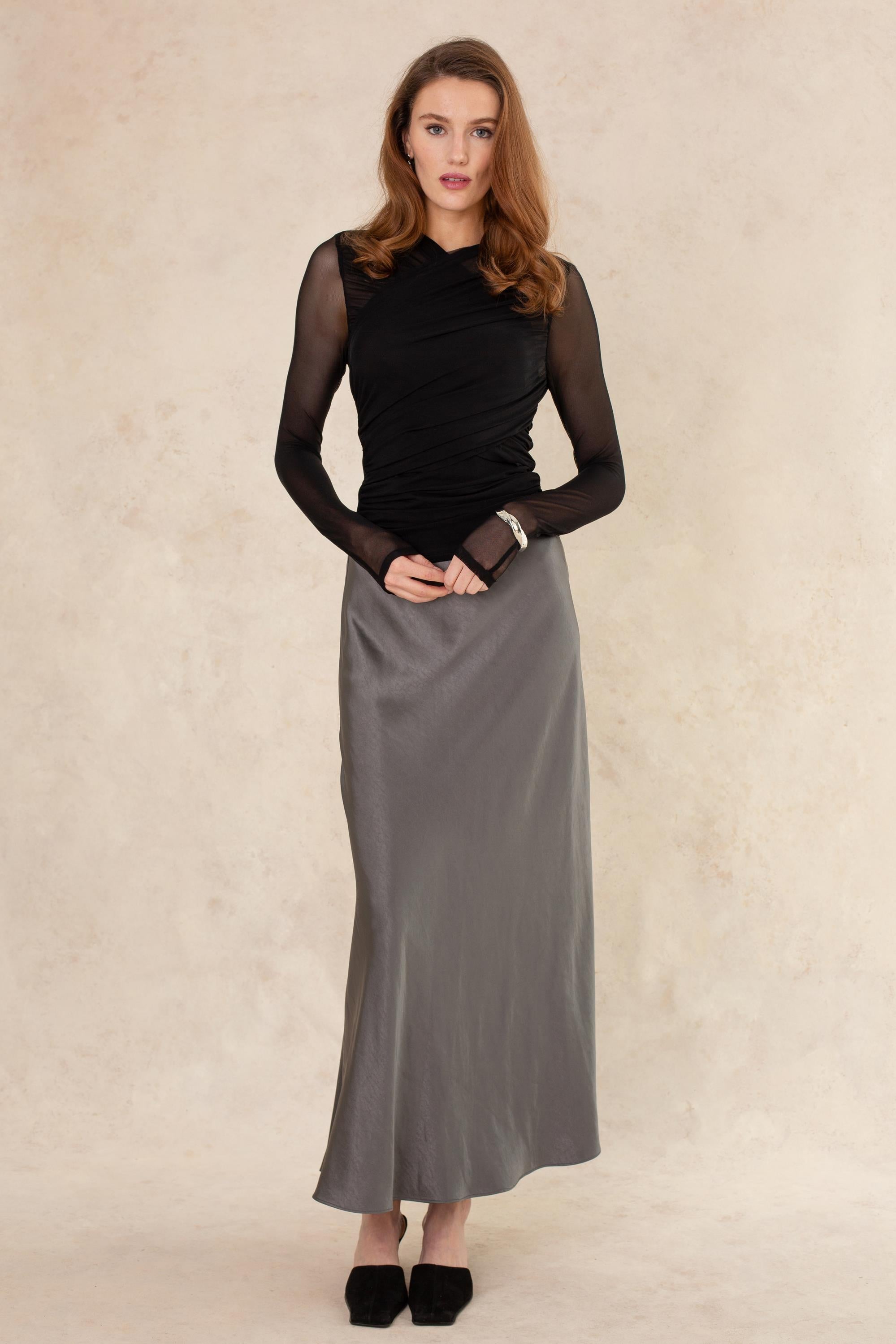 Sophie Bias Cut Midi Skirt