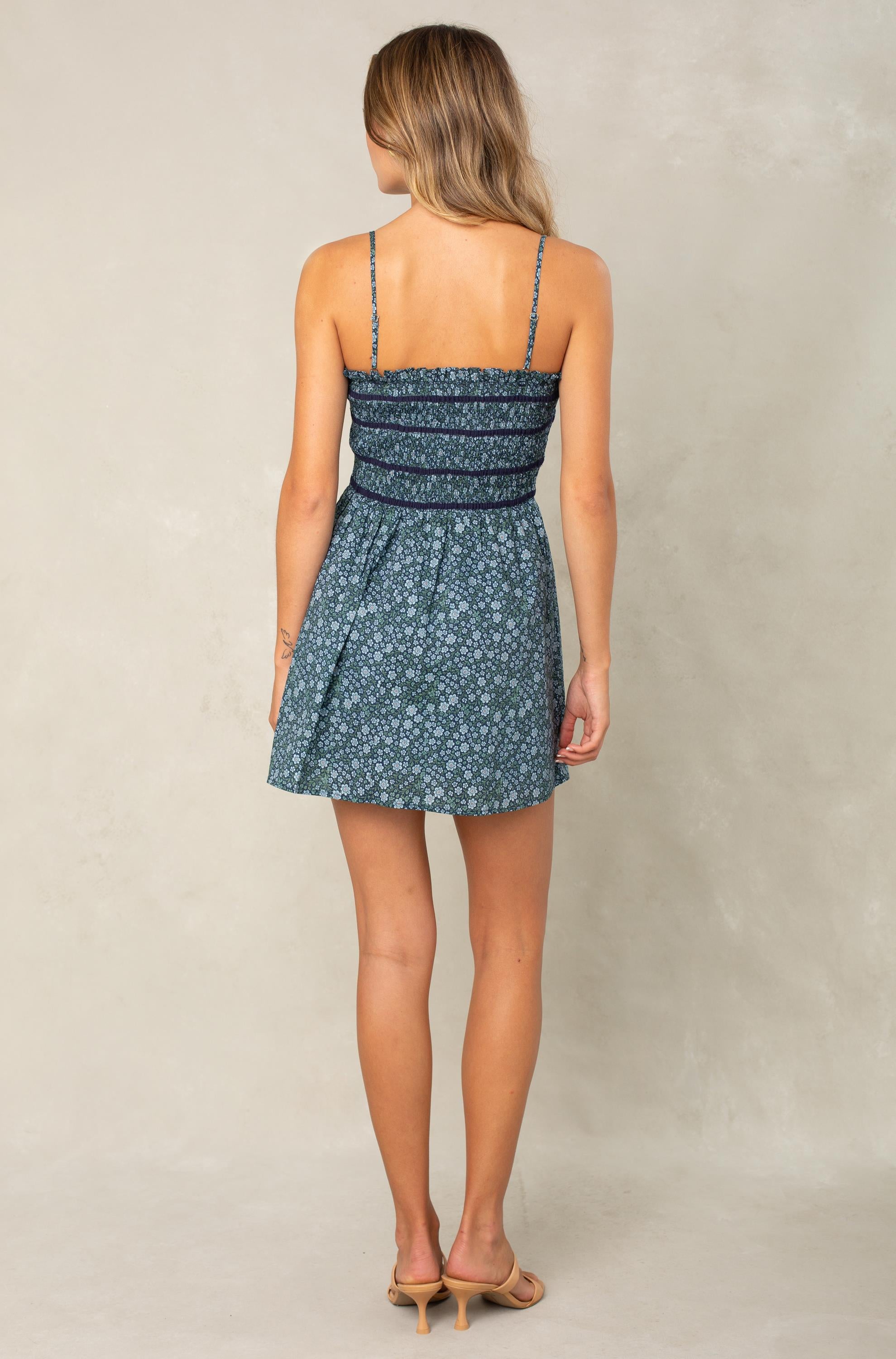 Jillian Smocked Fit And Flare Mini Dress