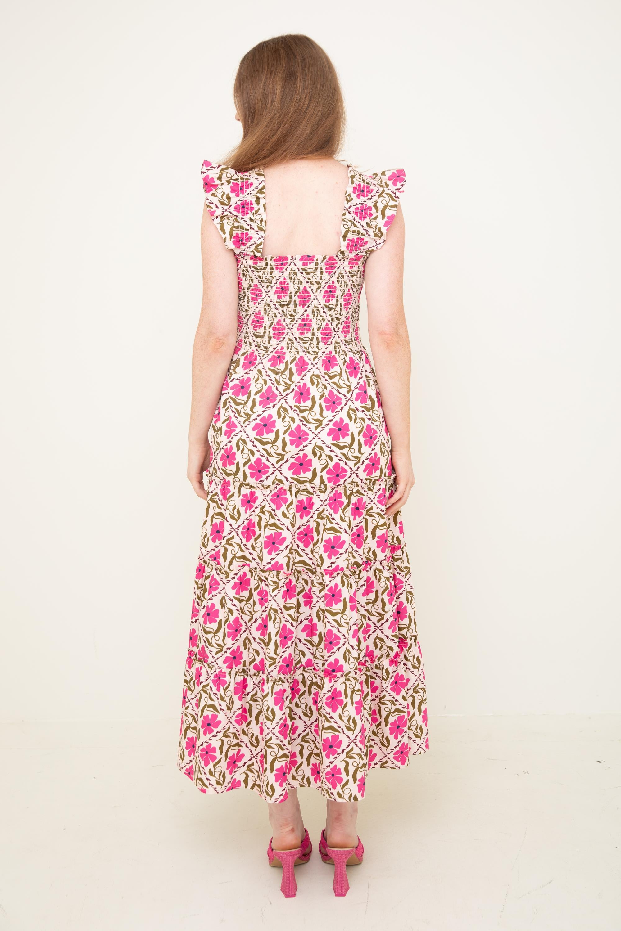 Calypso Smocked Midi Dress