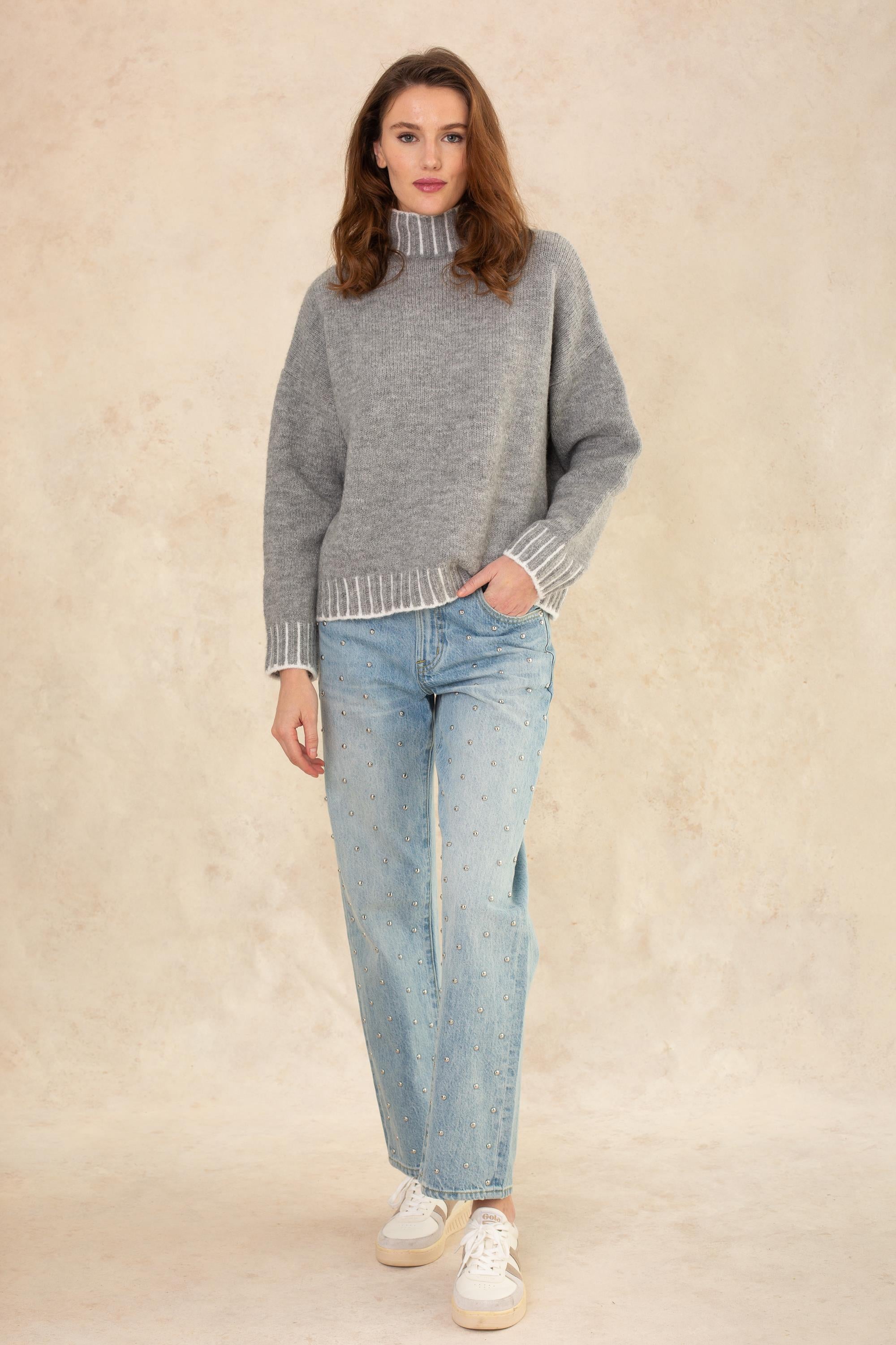 Sophia Mock Stitch Detail Sweater