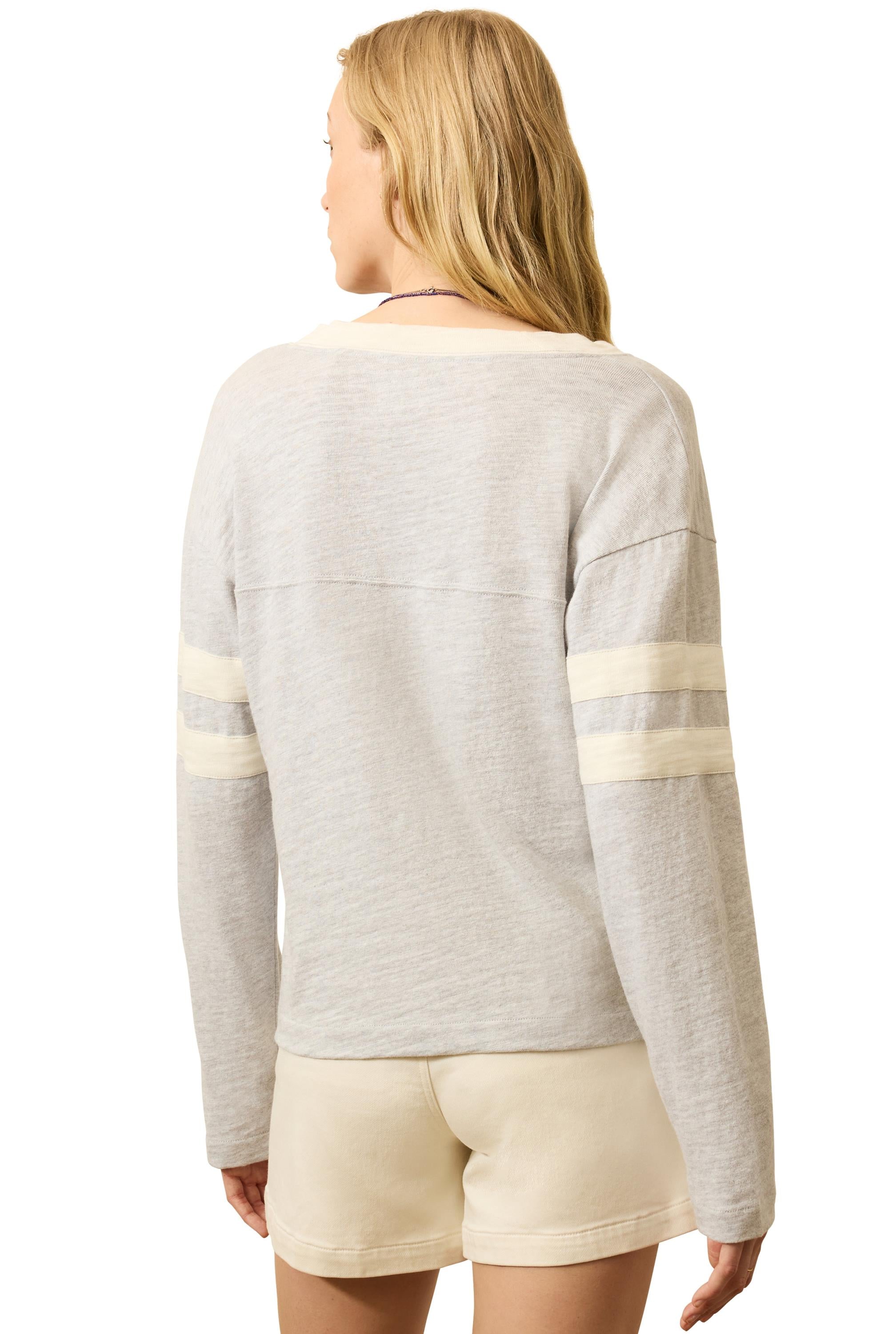 Sunwashed Slub Varsity V-Neck Long Sleeve