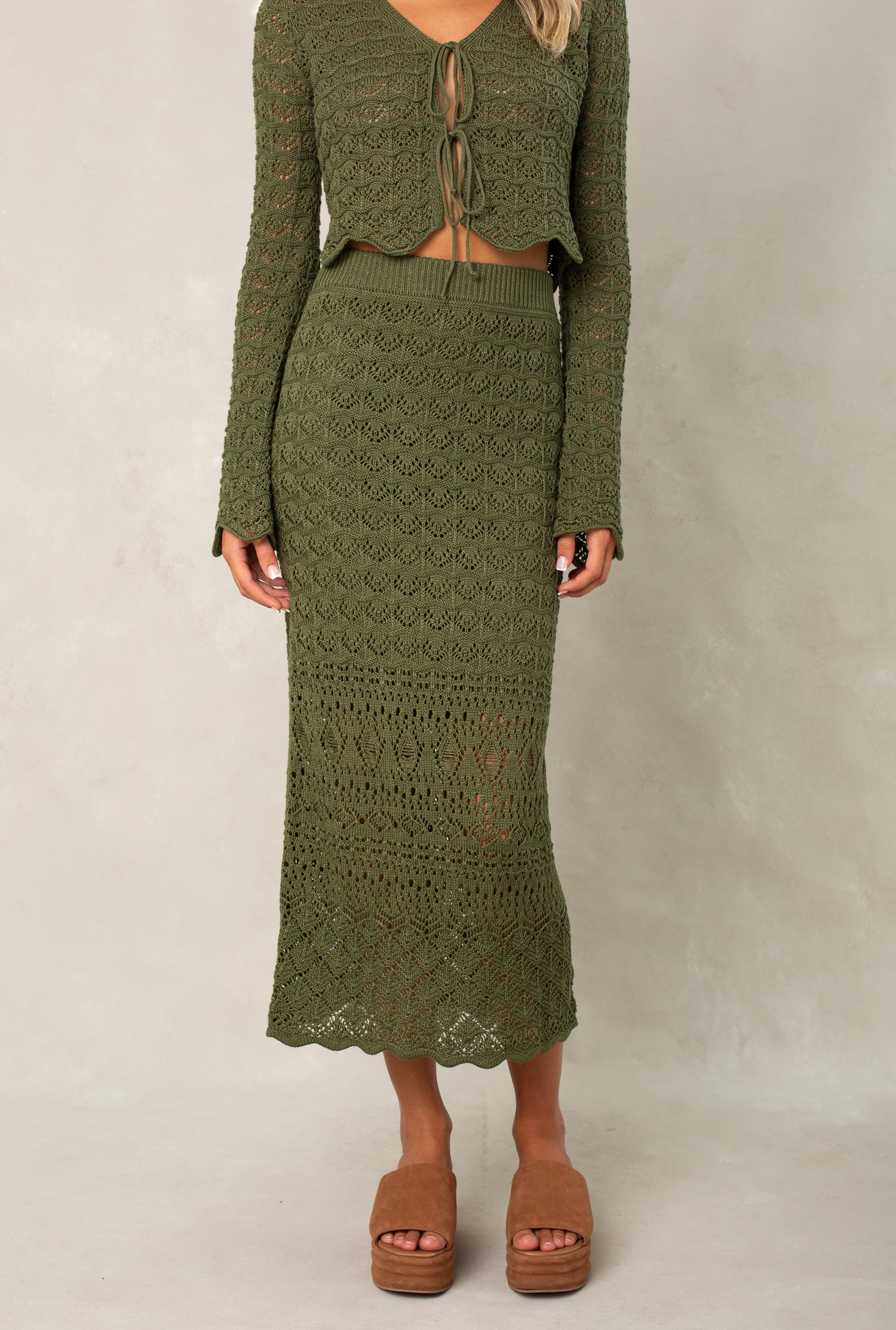Andrea Midi Skirt In Olive