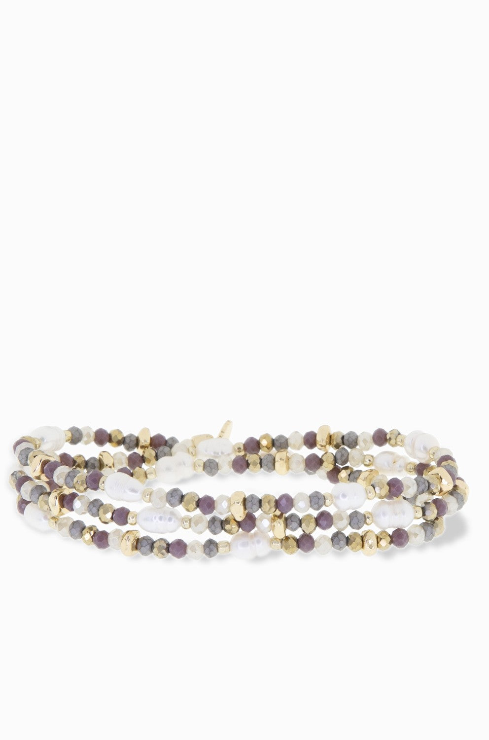 Gold Turq Crystal Beaded Pearl Stretch