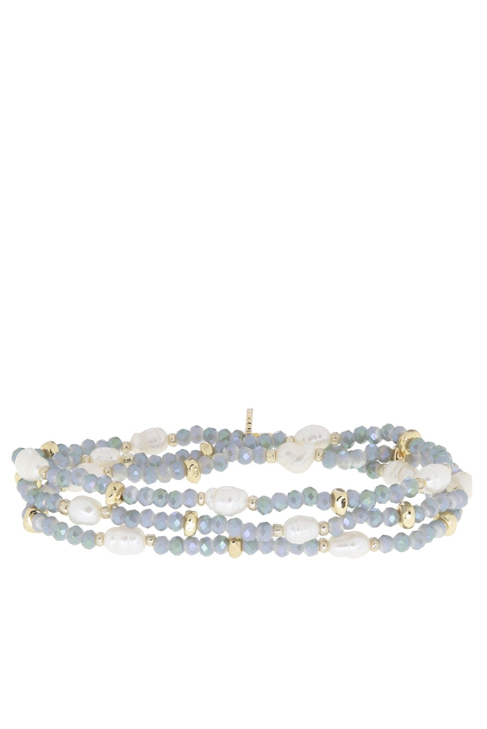 Gold Turq Crystal Beaded Pearl Stretch