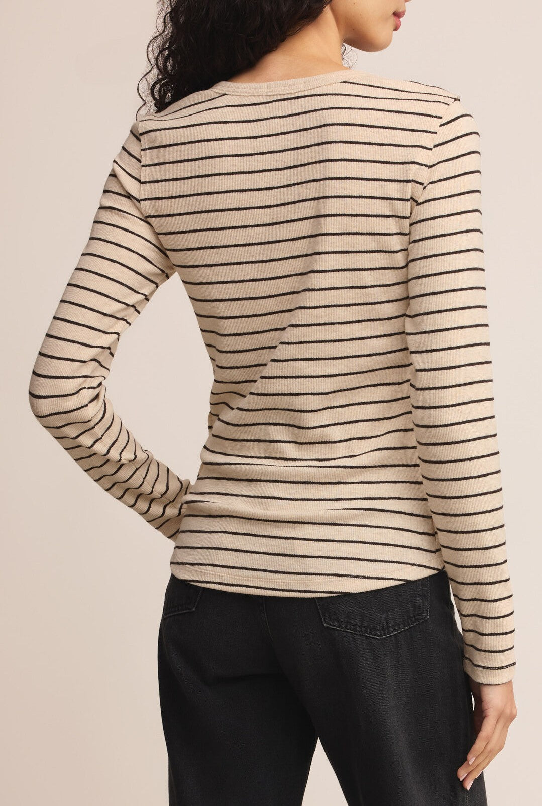 Eve Stripe Henley Long Sleeve