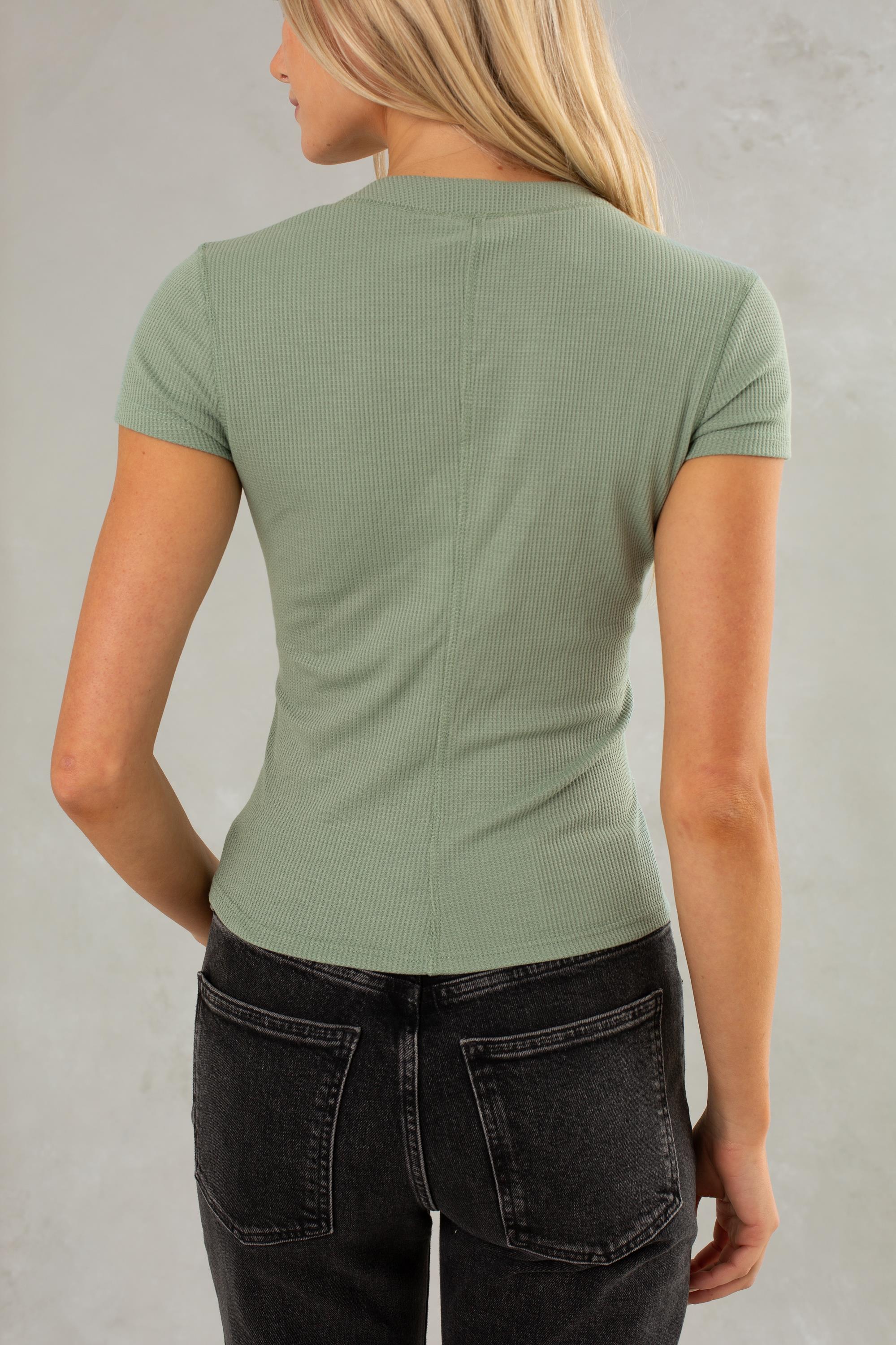 Short Sleeve Waffle Knit Cardigan