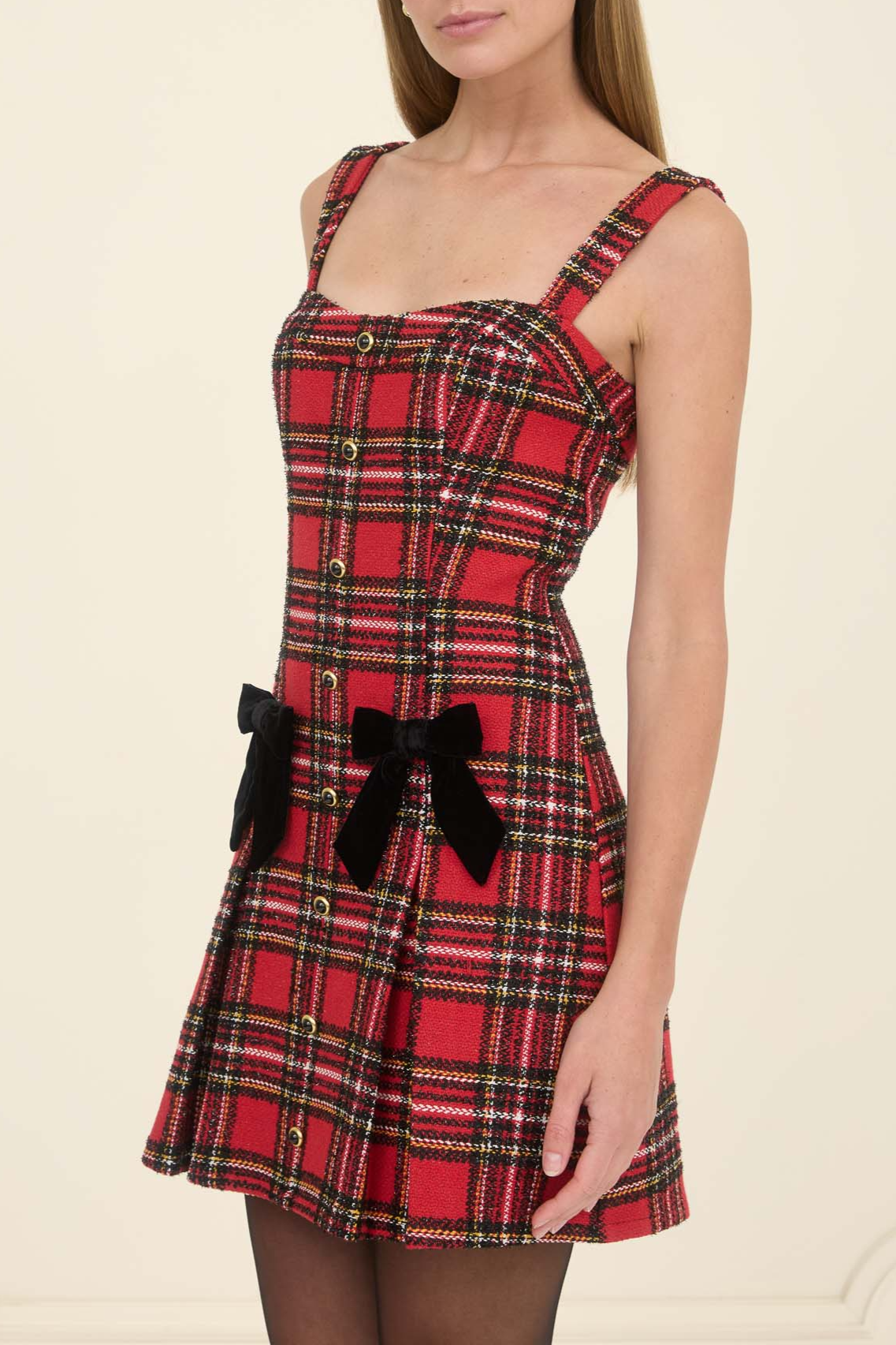 Sleeveless Plaid Front Button Mini Dress