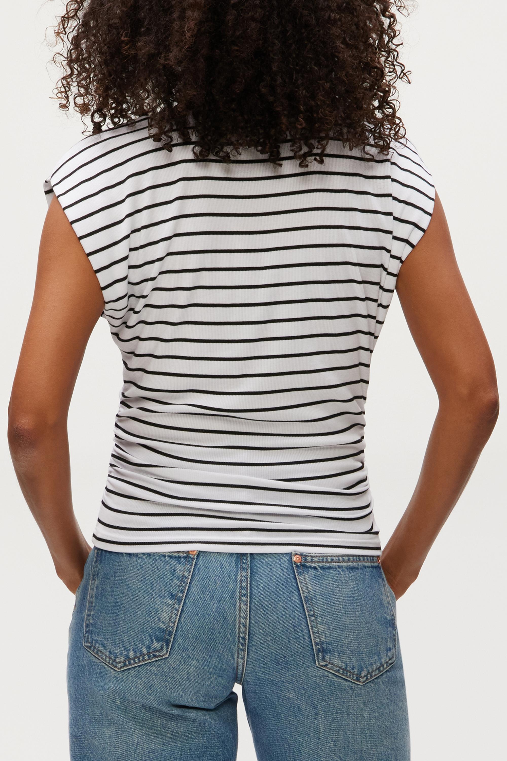 Joni Crew Neck Power Shoulder Stripe
