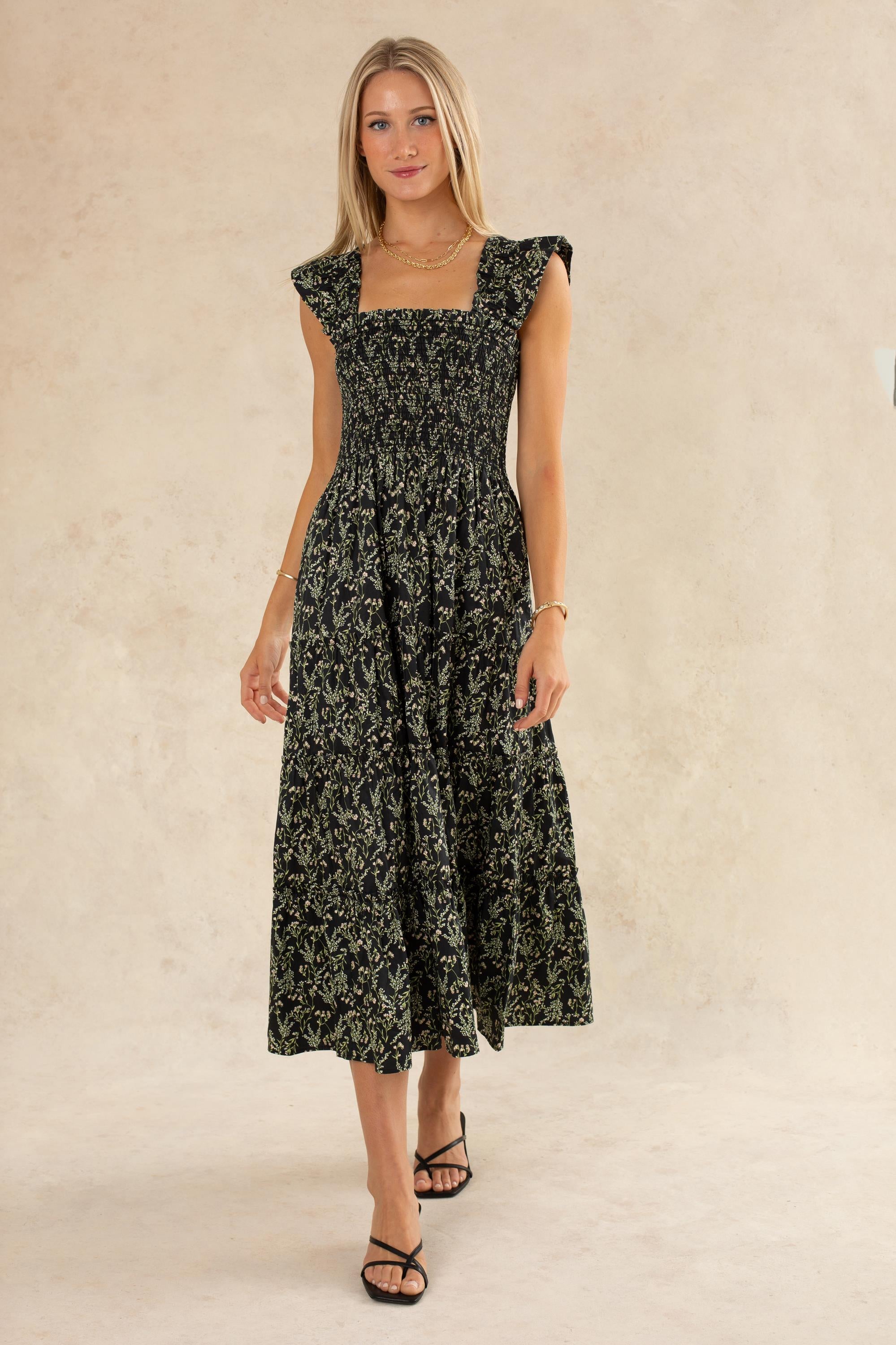 Calypso Smocked Midi Dress