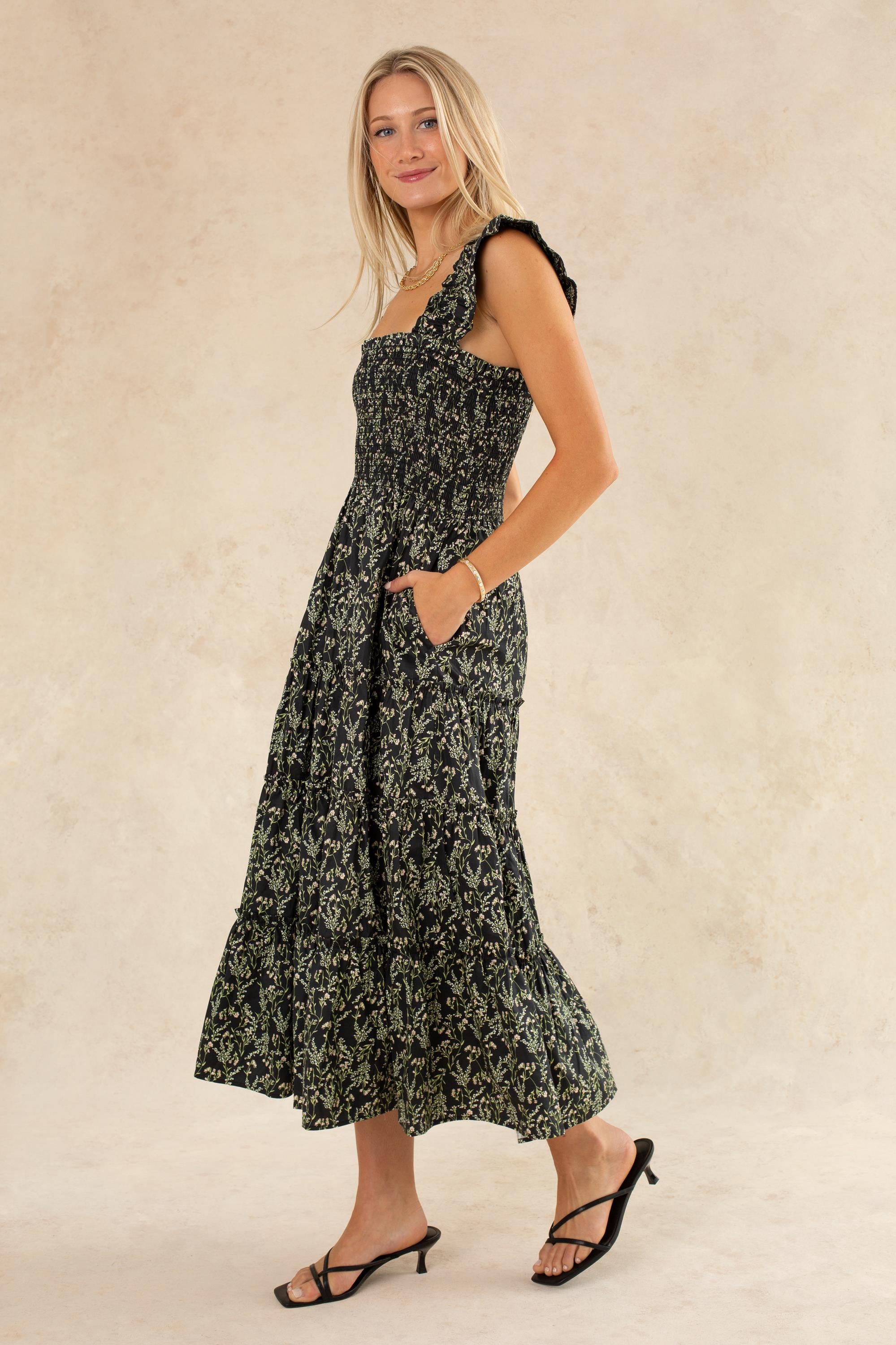 Calypso Smocked Midi Dress