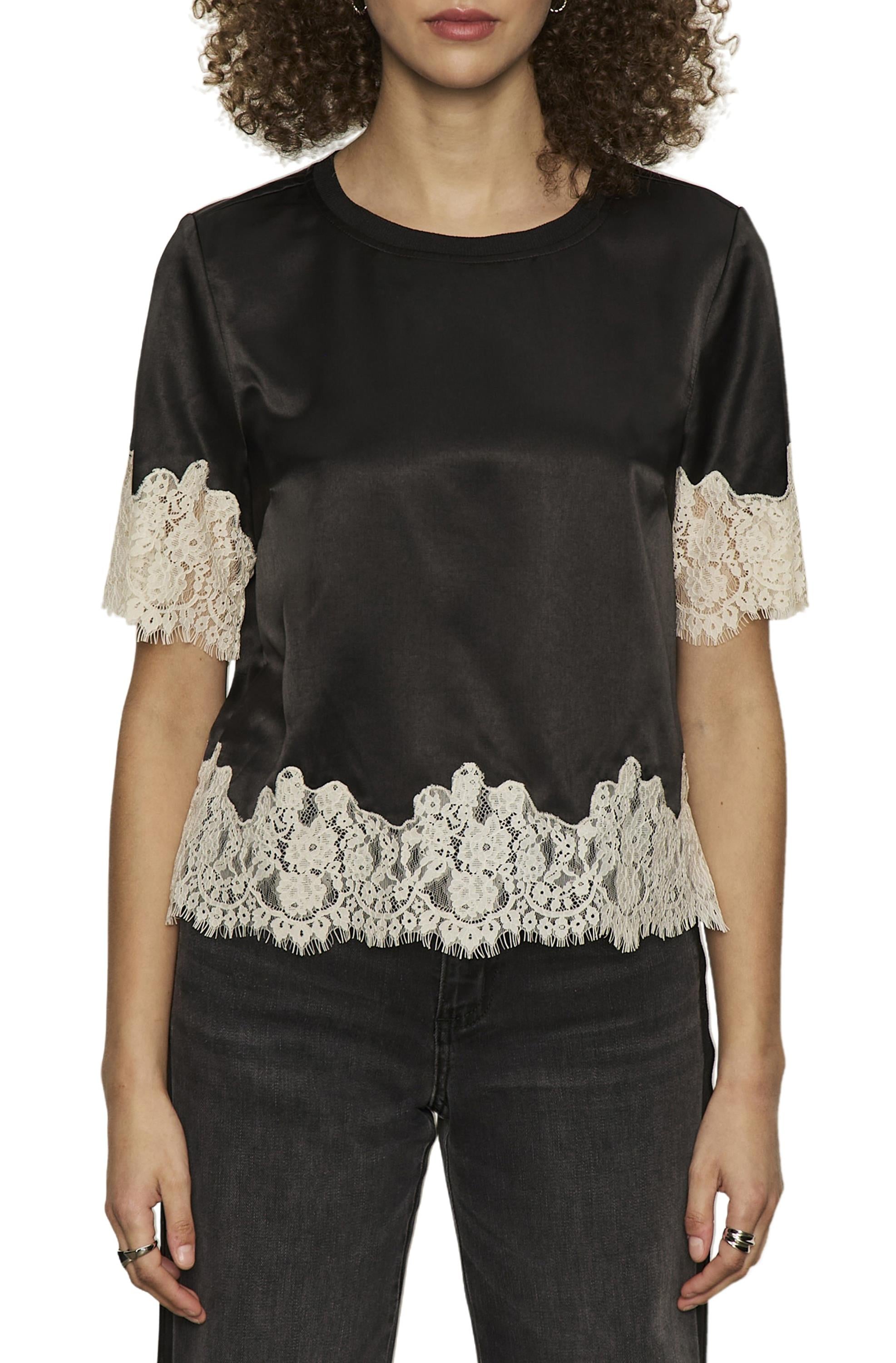 One Of A Kind Satin Lace Top Black – South Moon Under