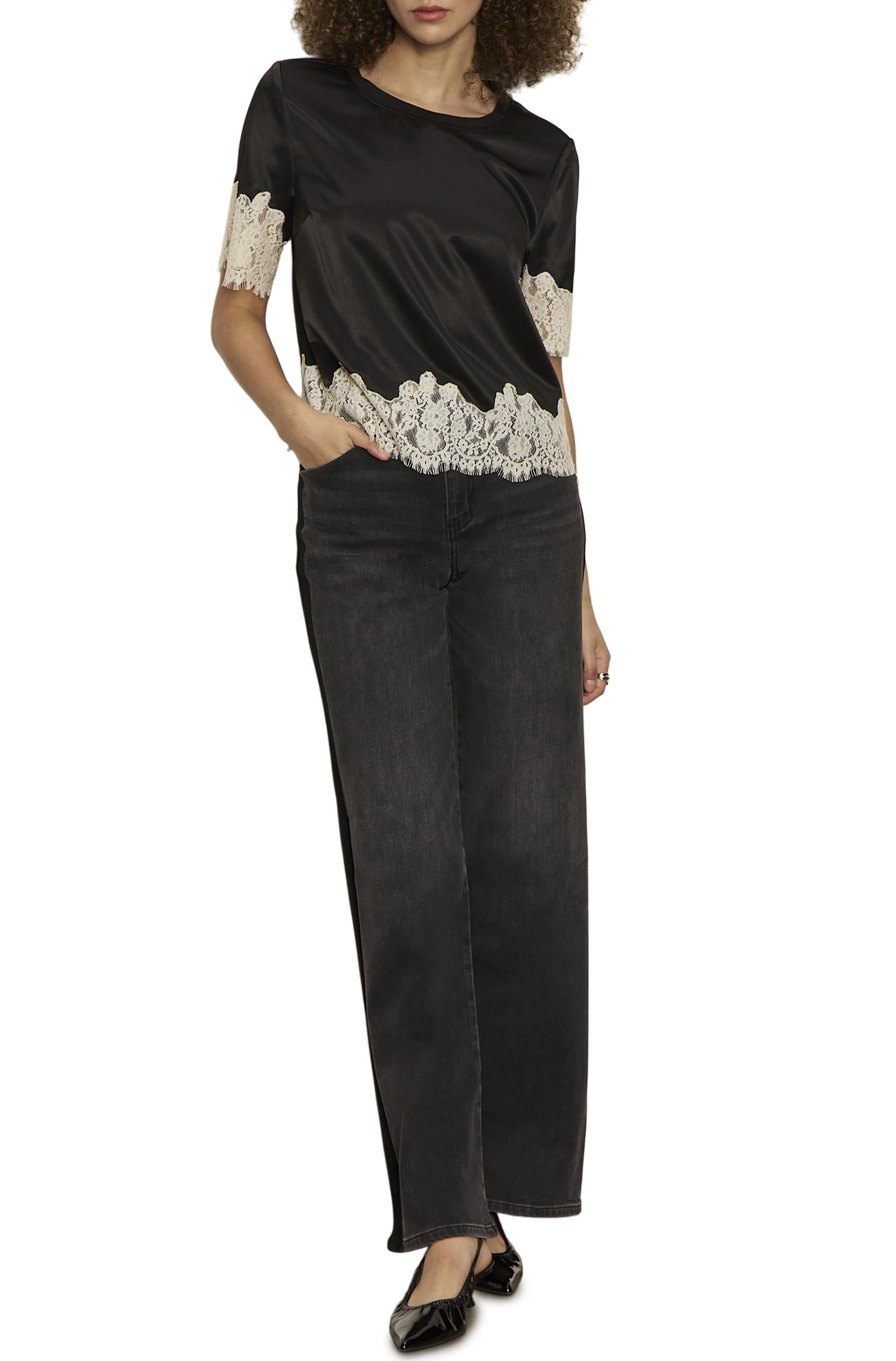 One Of A Kind Satin Lace Top