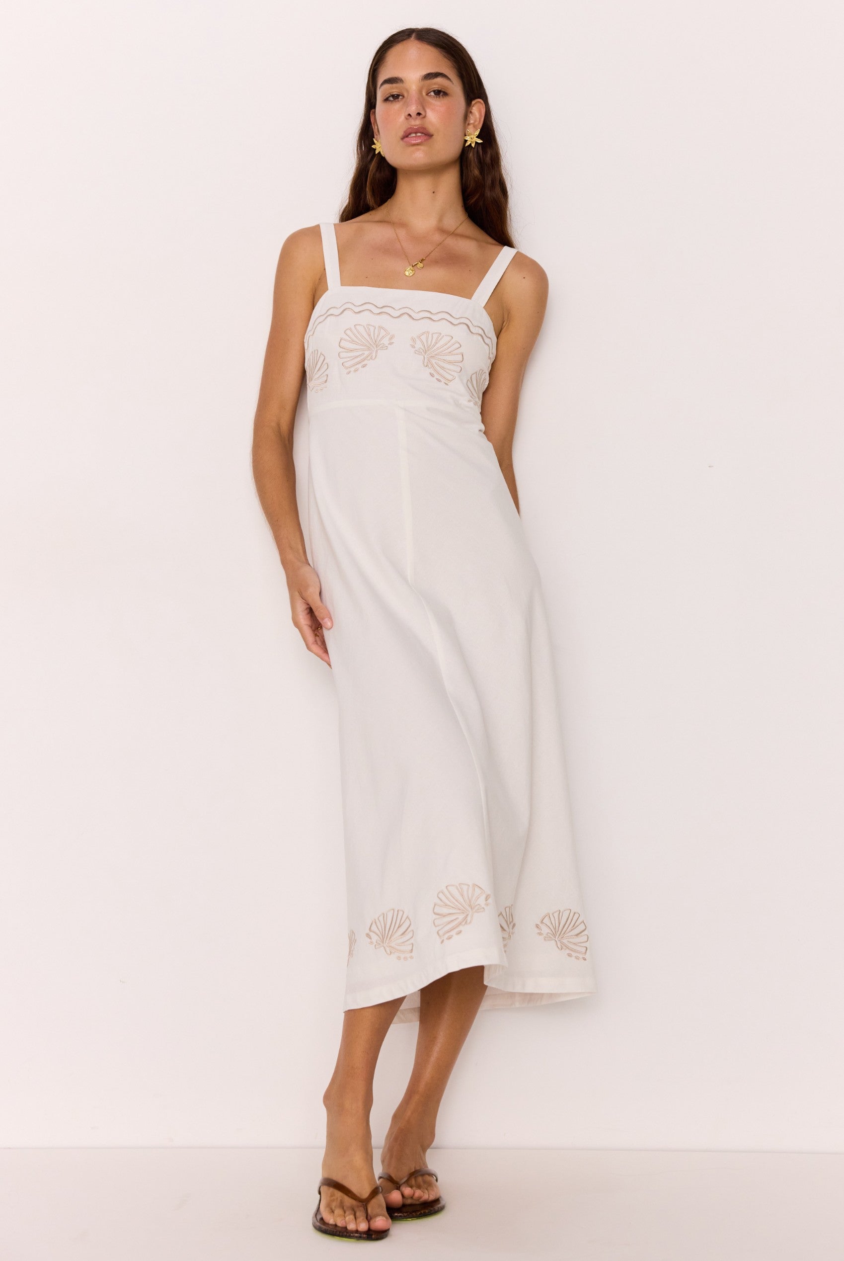 Hera Embroidered Midi Dress