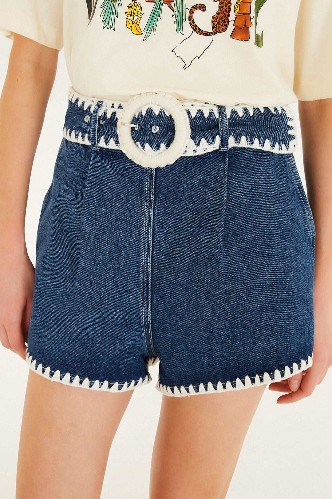 Crochet Detail Denim Short