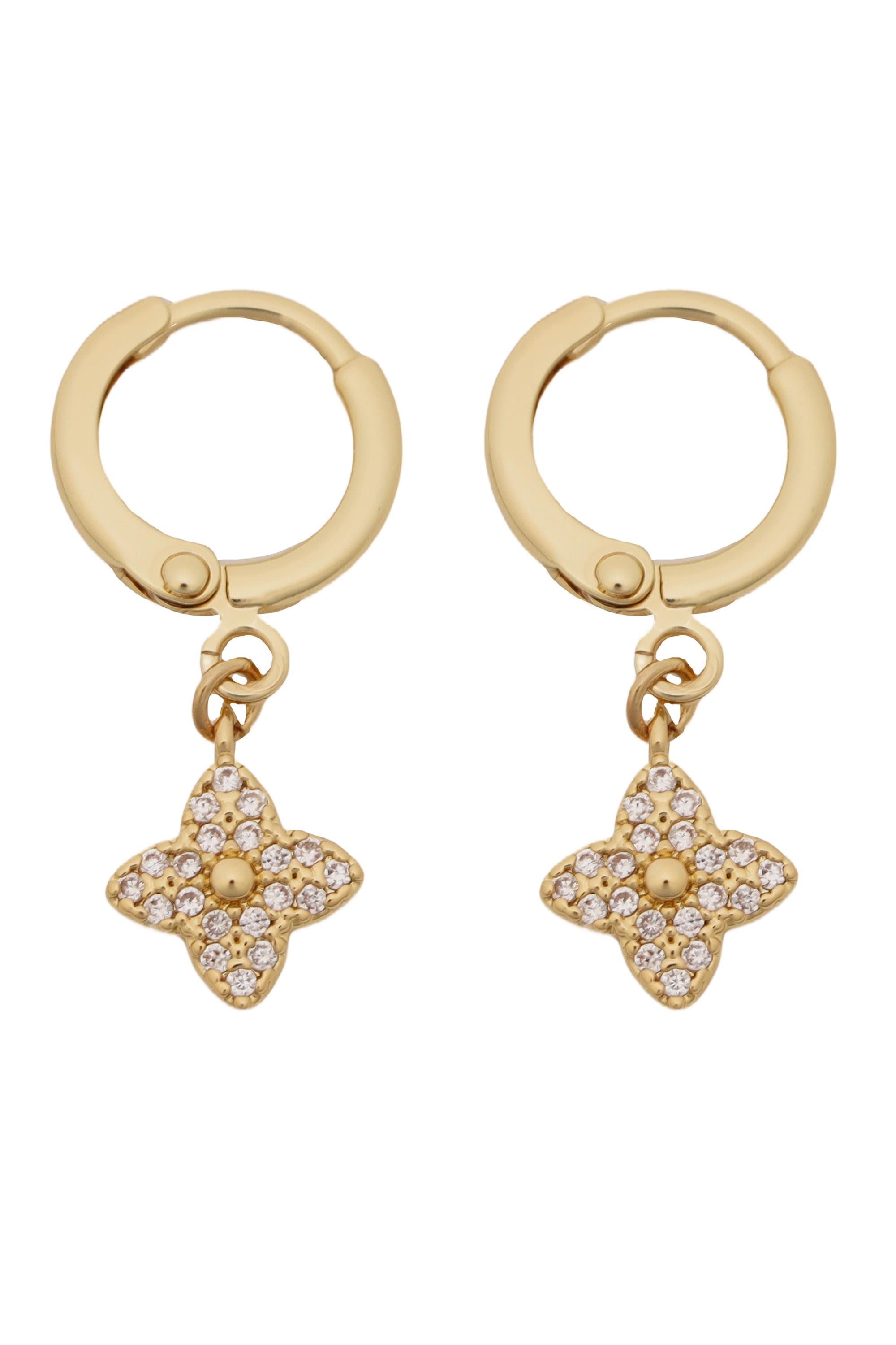 0.9 In Ear Hoop Earring Clover Pave