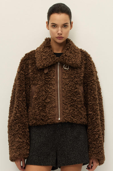 Rio Faux Fur Jacket Choco Brown – South Moon Under
