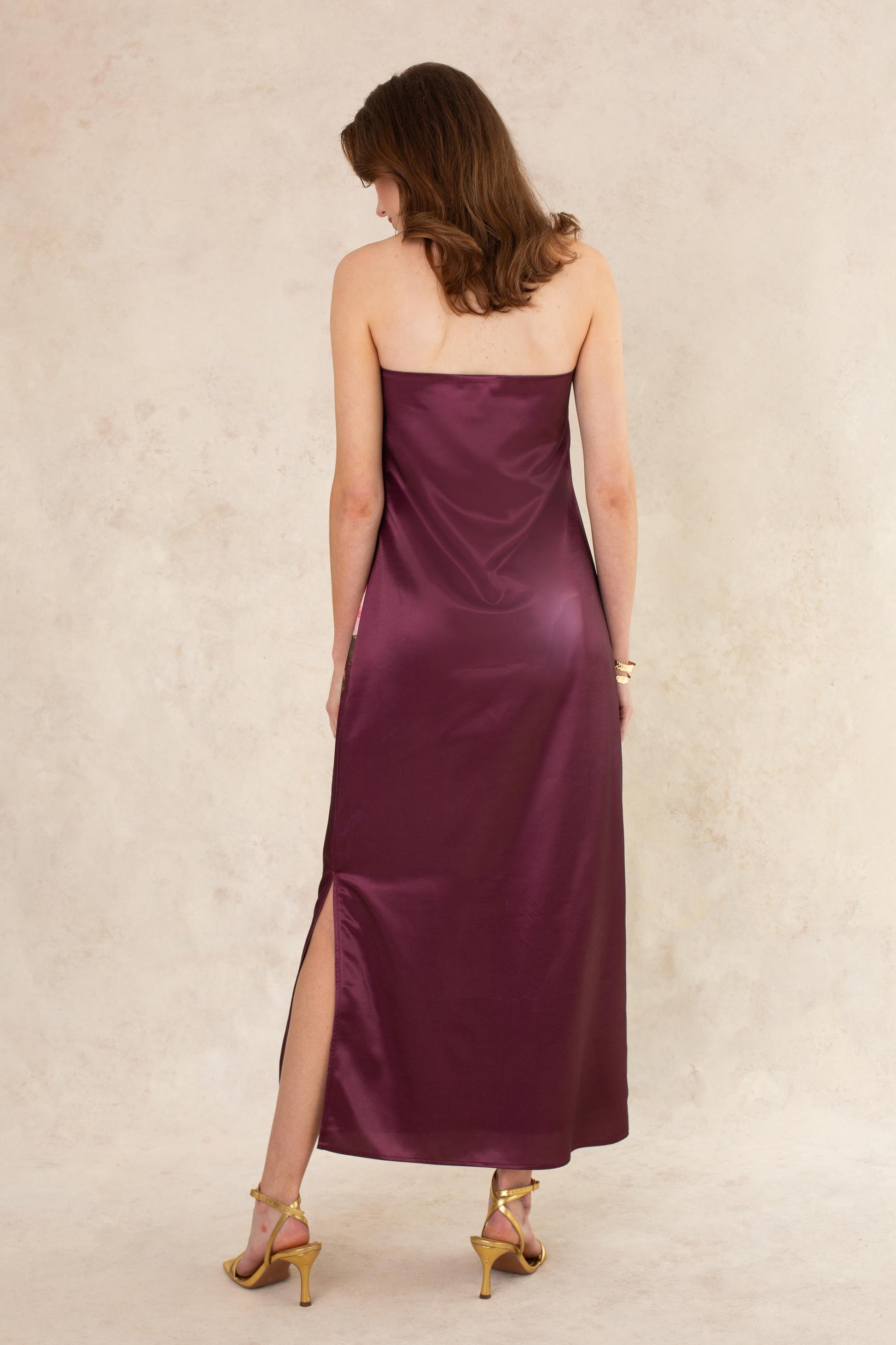 burgundy strapless midi dress Burgundy Jacquard Storybook Strapless Midi Dress