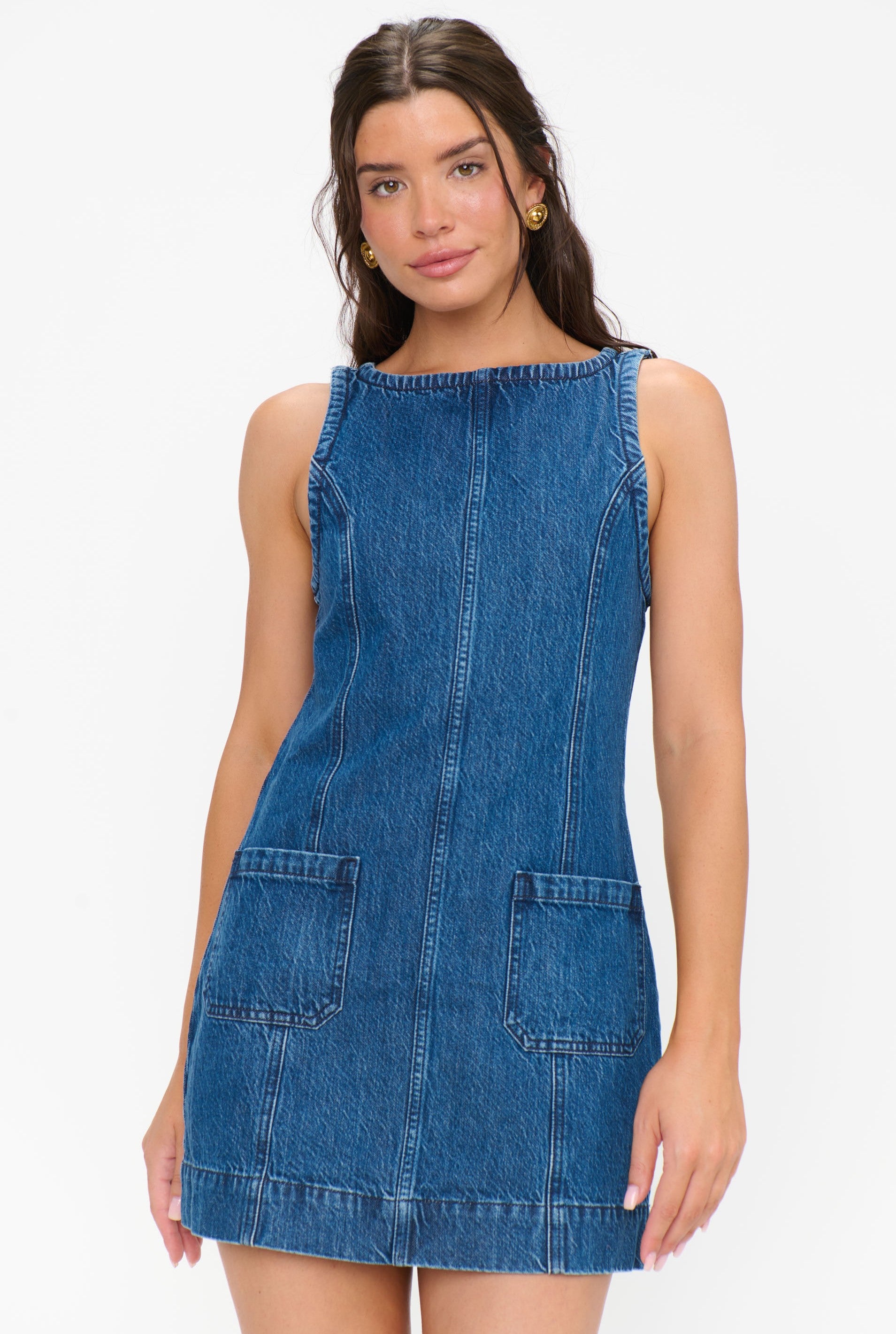 Show Me Your Mumu Boulevard Mini Dress in Blue