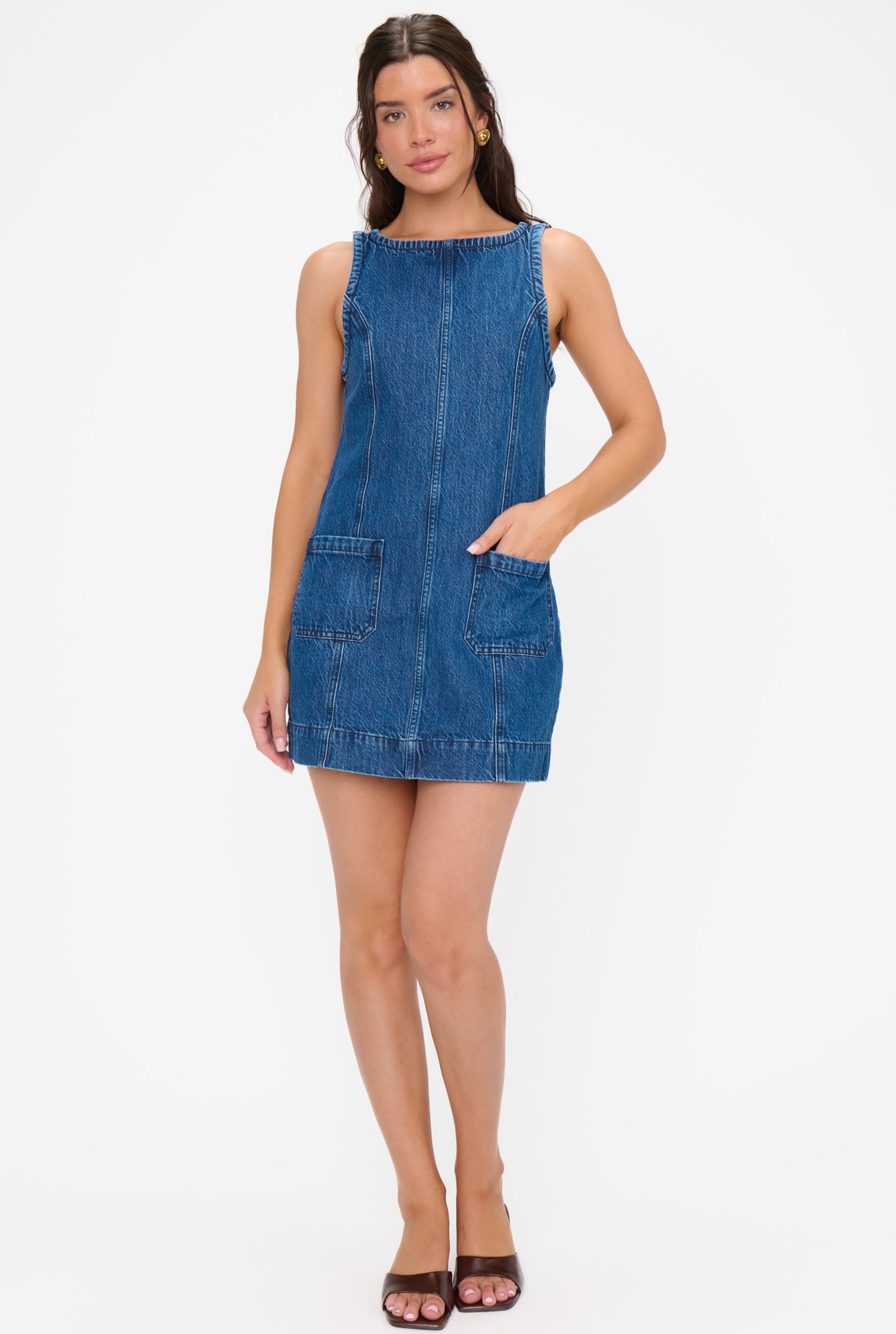 Show Me Your Mumu Boulevard Mini Dress in Blue