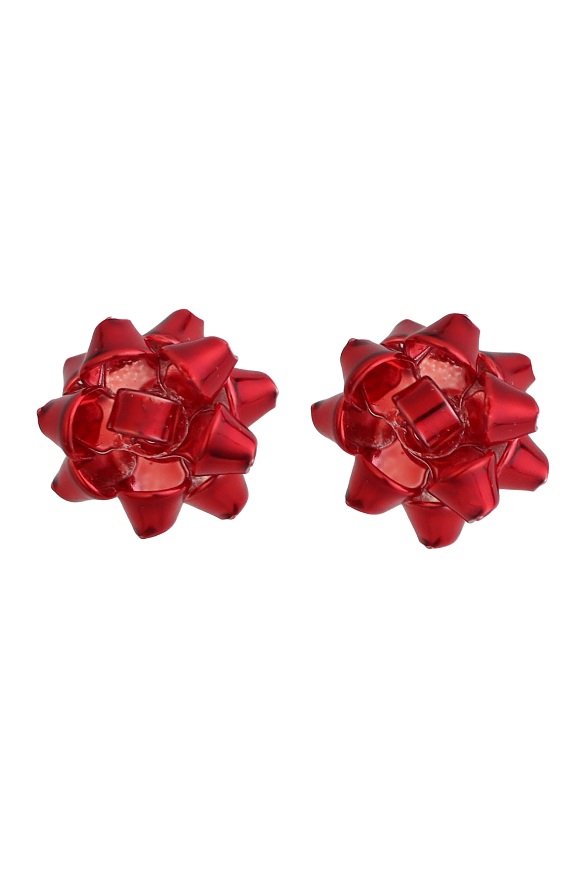 Red Present Bow Earring