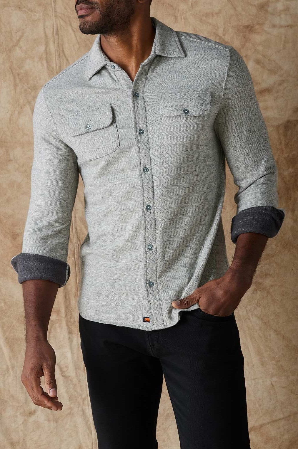 Textured Knit Shirt In Grey