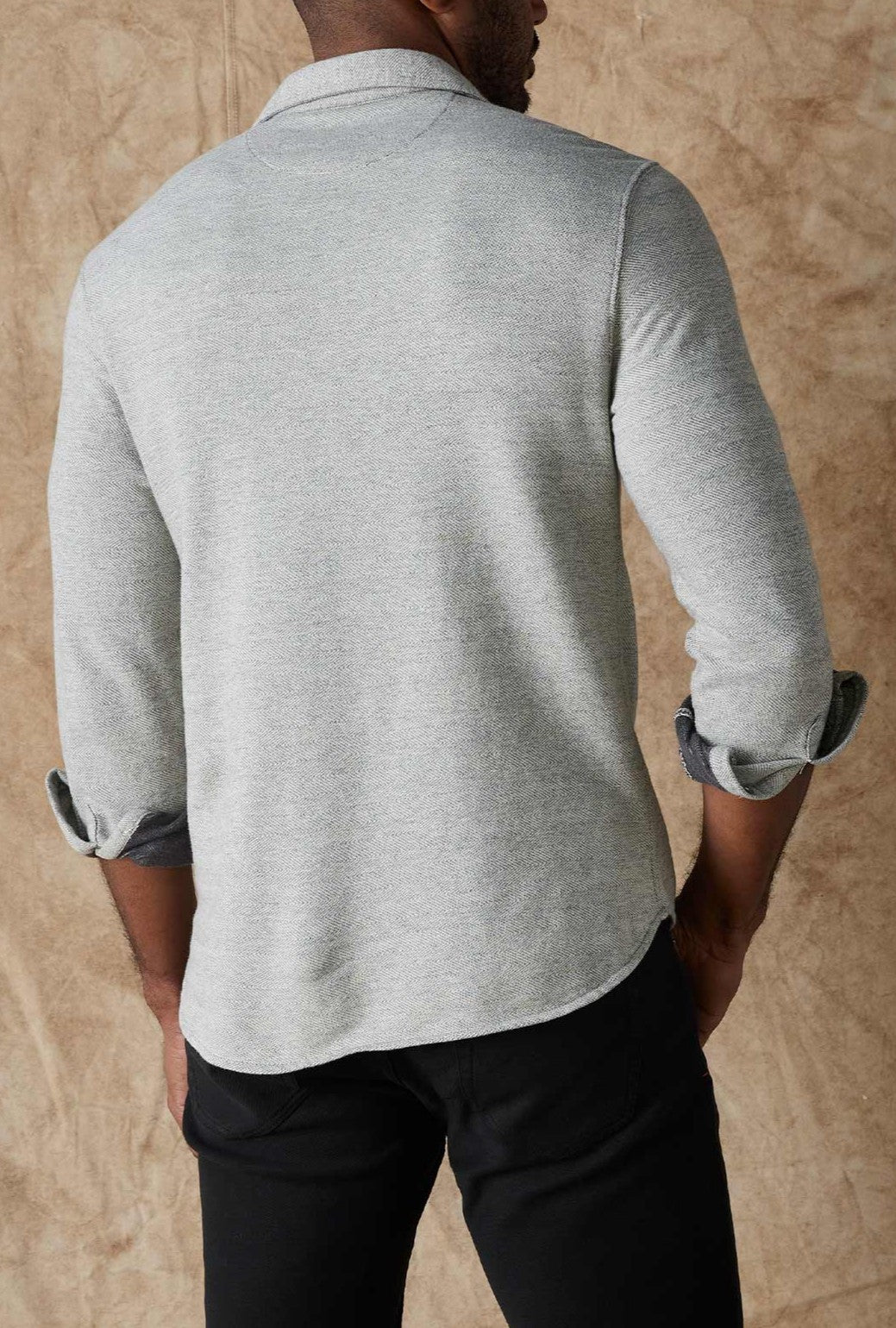 Textured Knit Shirt In Grey