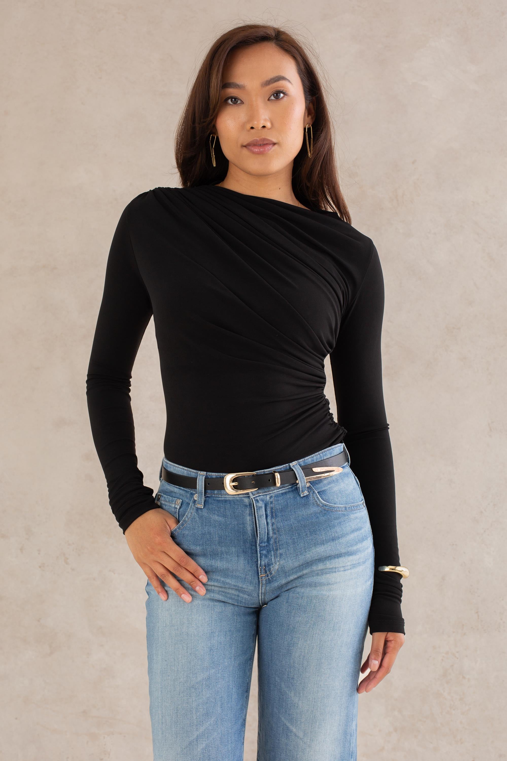 Lila Long Sleeve Gathered Shoulder