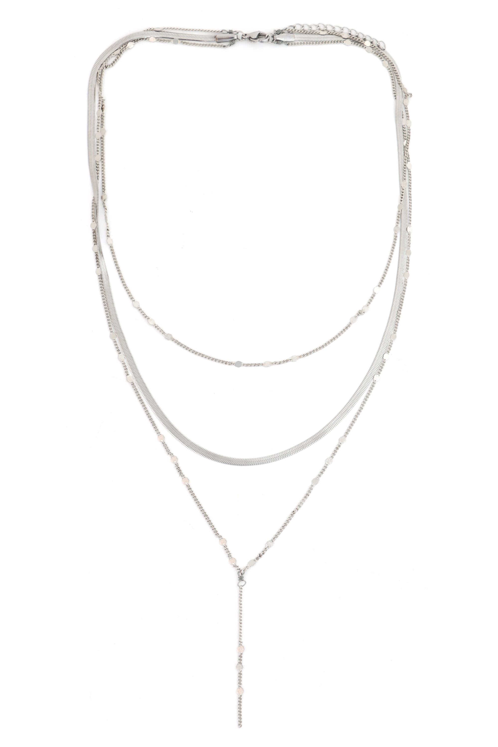 Delicate Silver Layered Y-Necklace