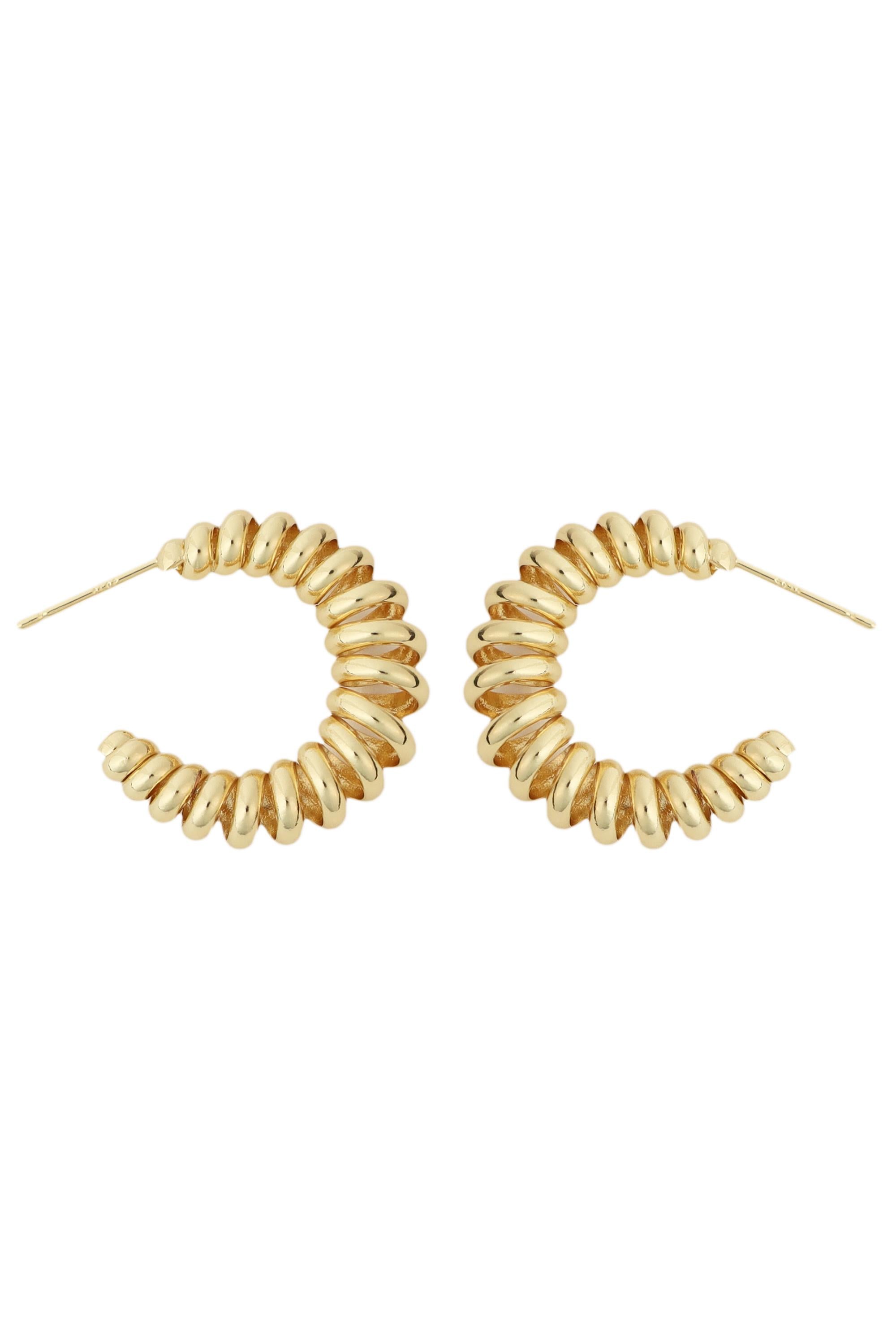 Gold Spiral Post Hoop Earrings