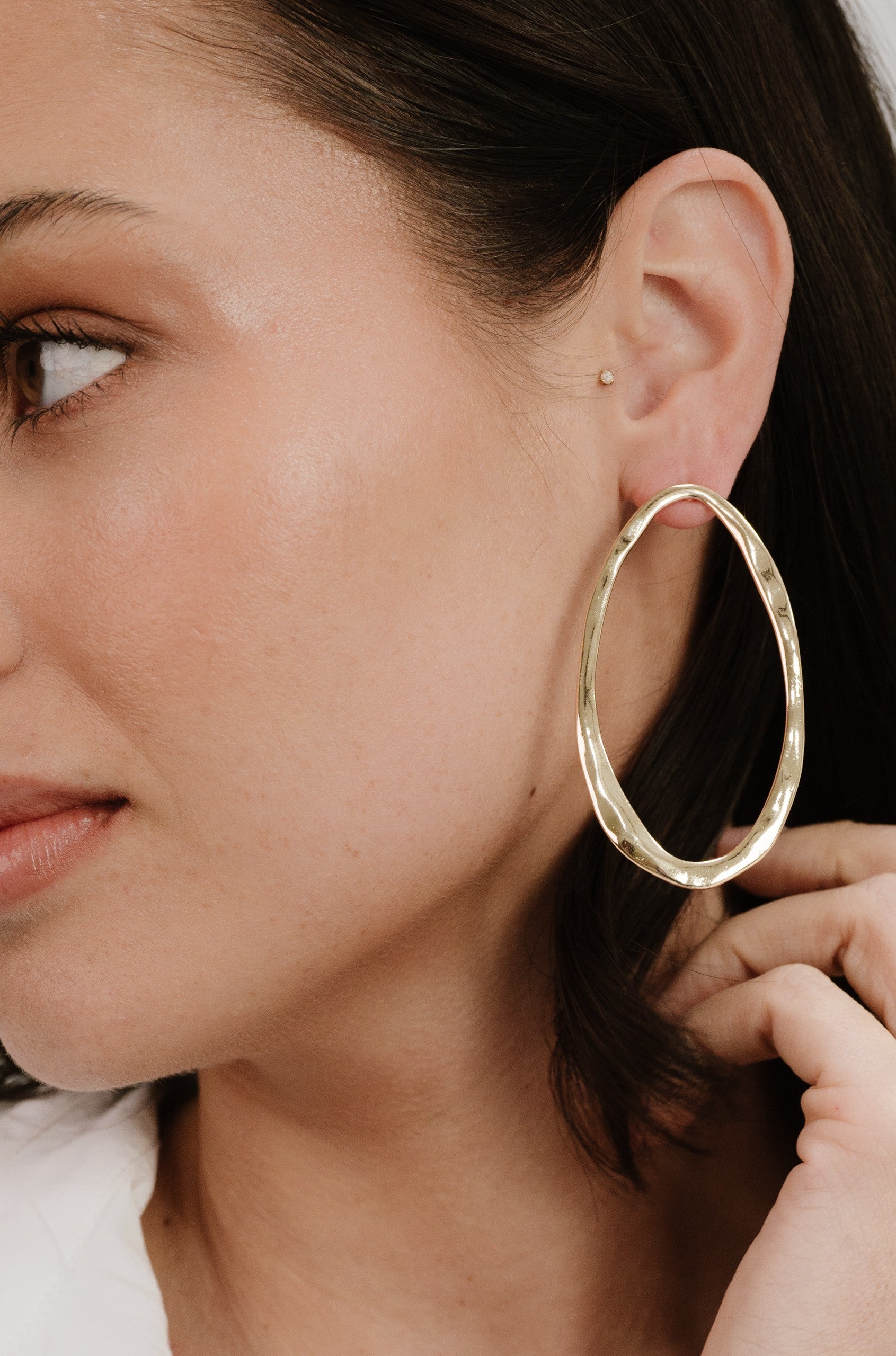 Hammered Large Oval Earrings