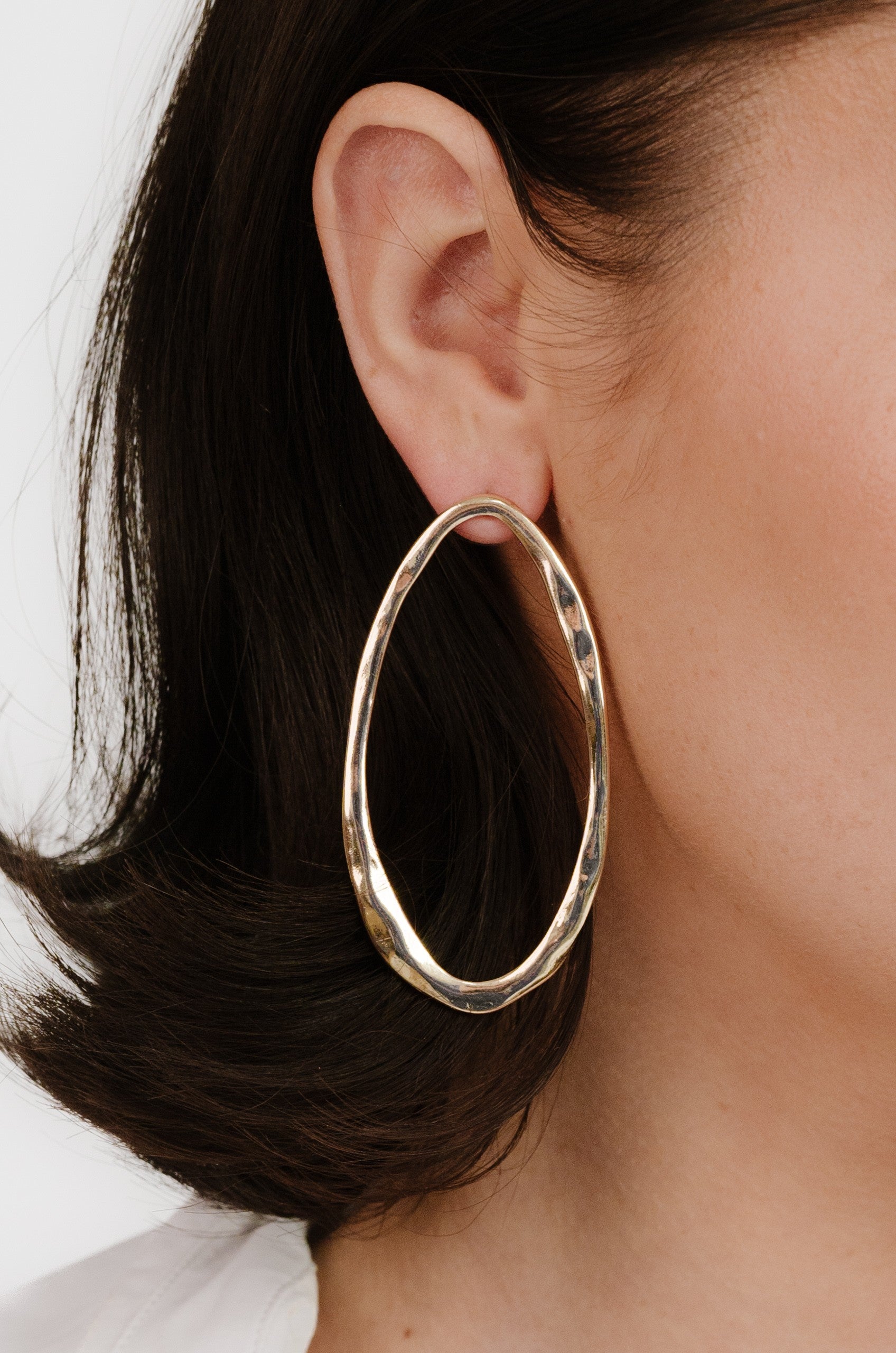 Hammered Large Oval Earrings