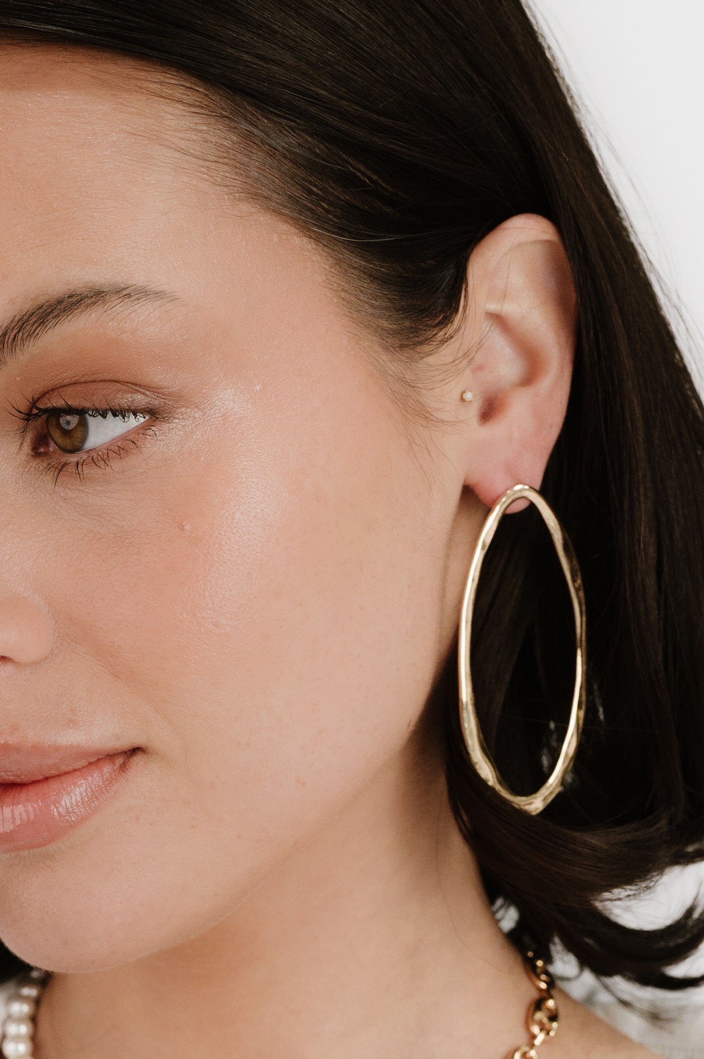 Hammered Large Oval Earrings