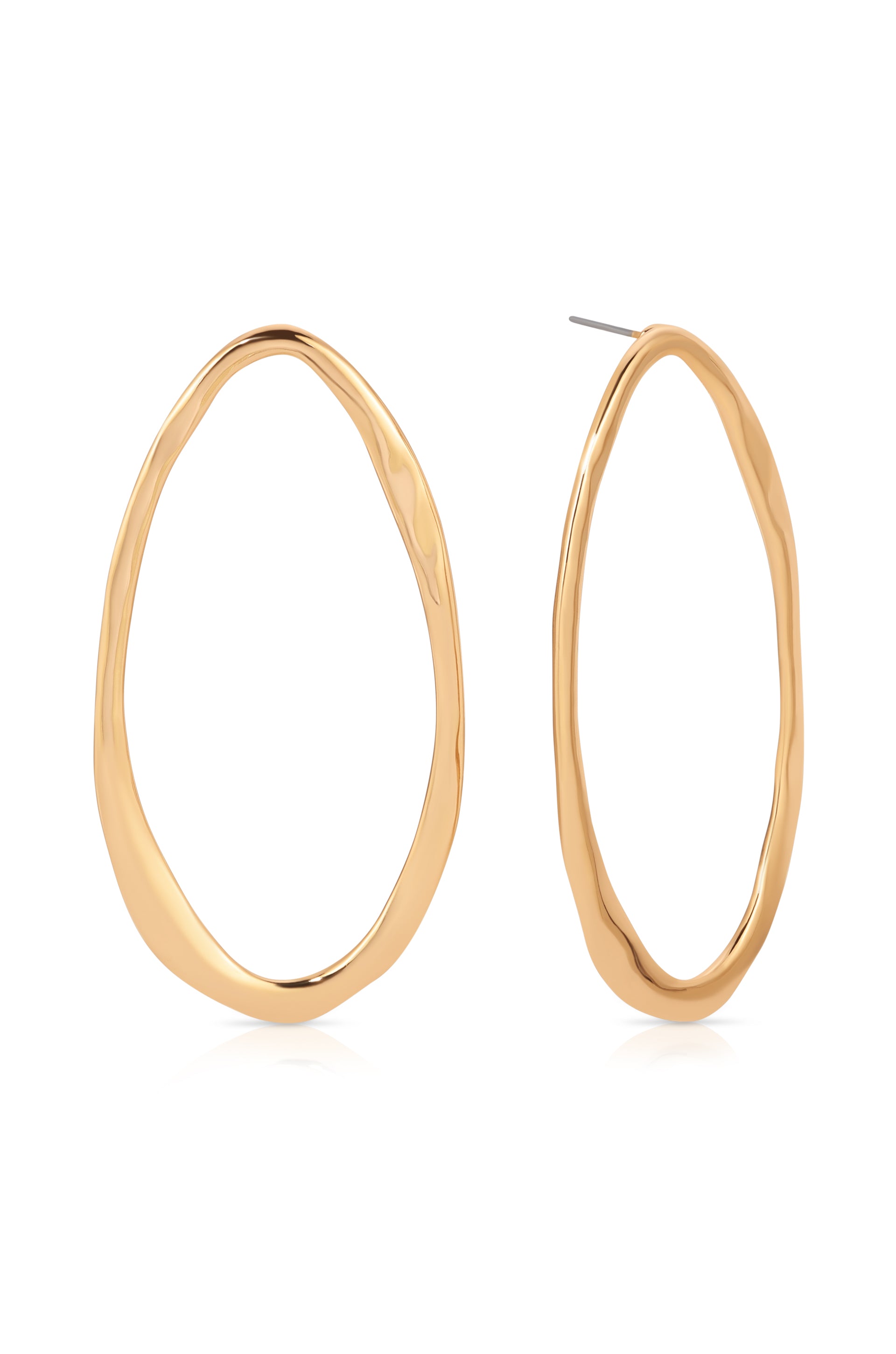 Hammered Large Oval Earrings