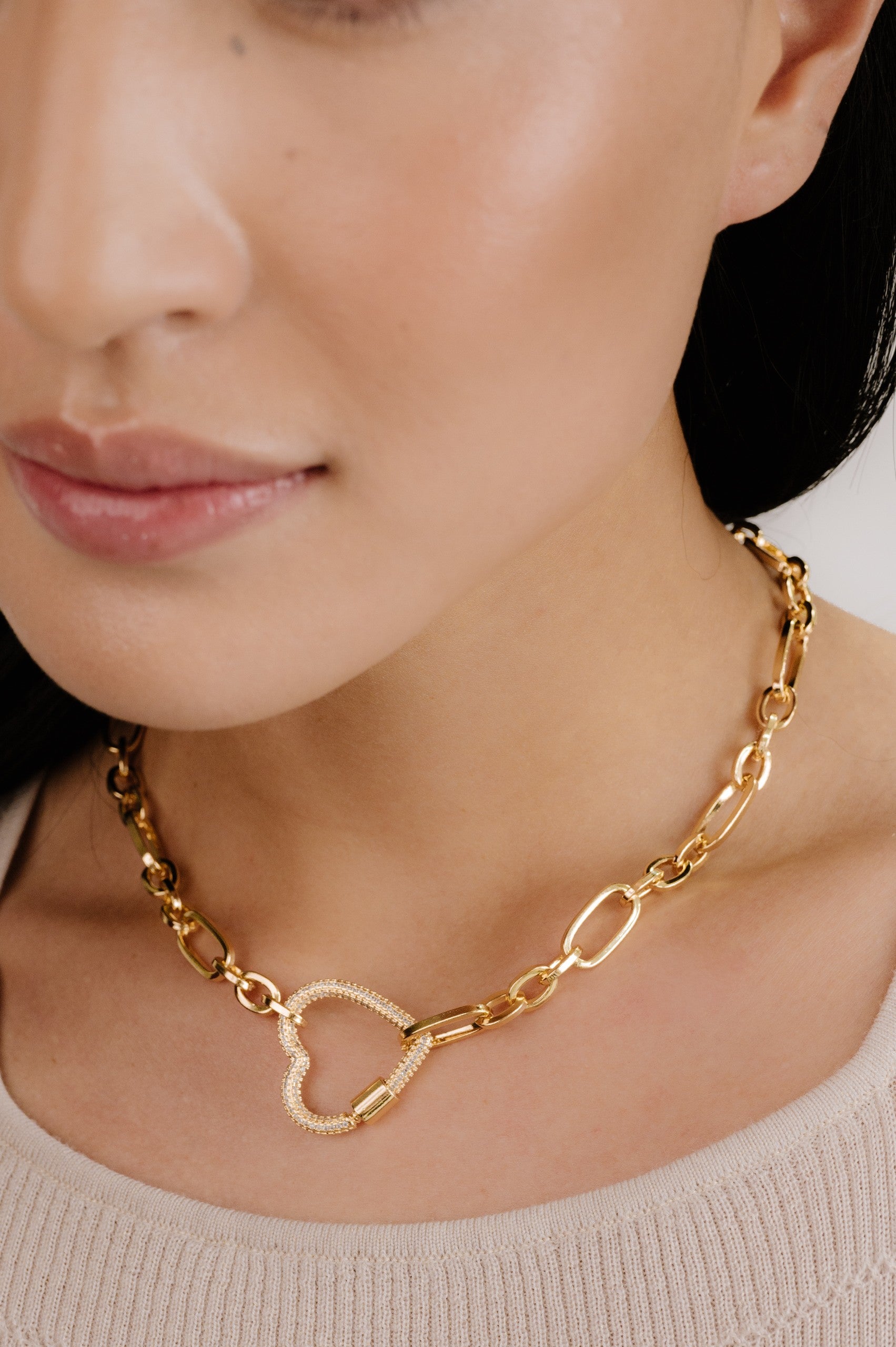 Open Heart Lock Necklace